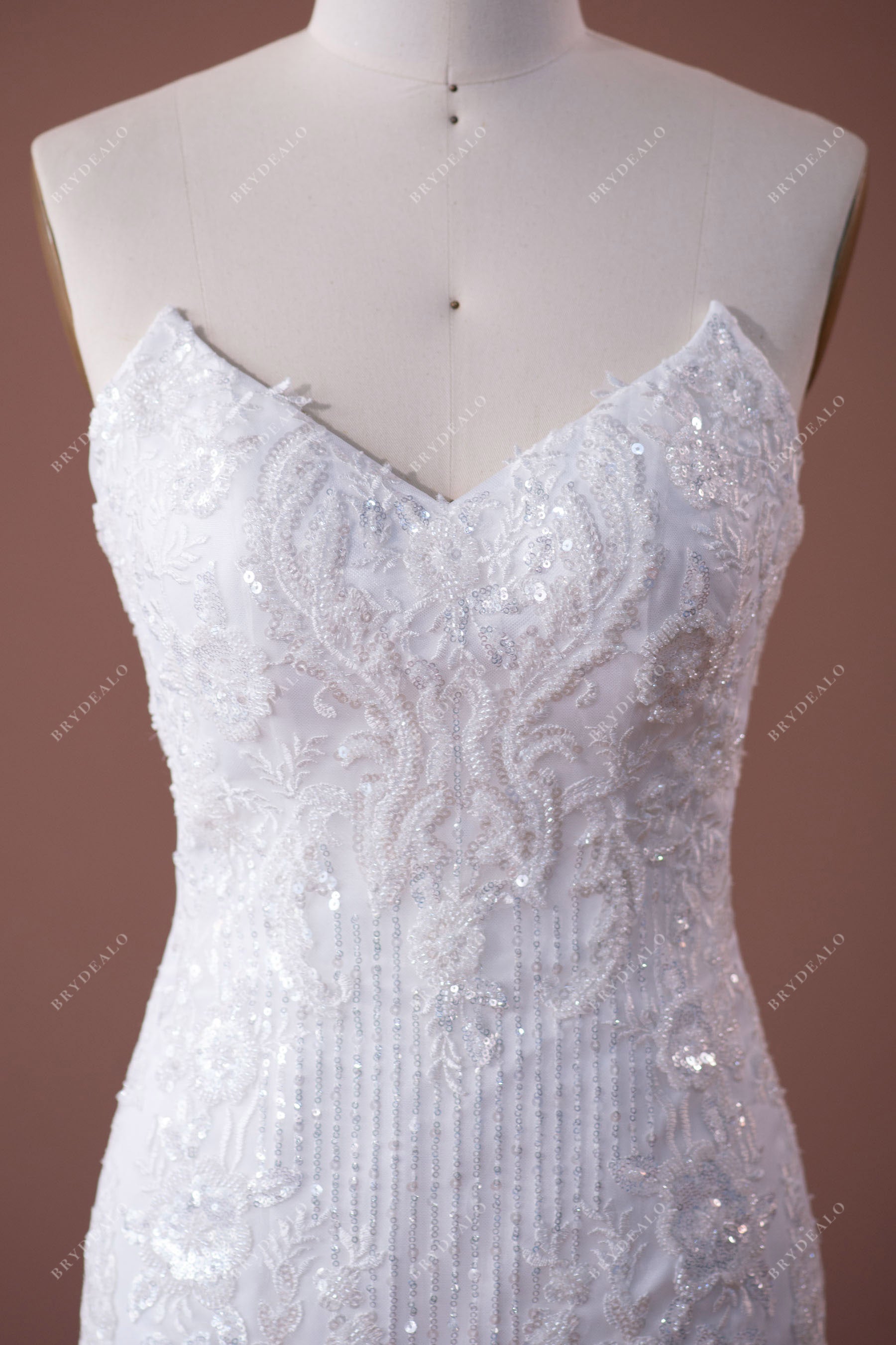 shimmery v-neck sequin beaded wedding dress
