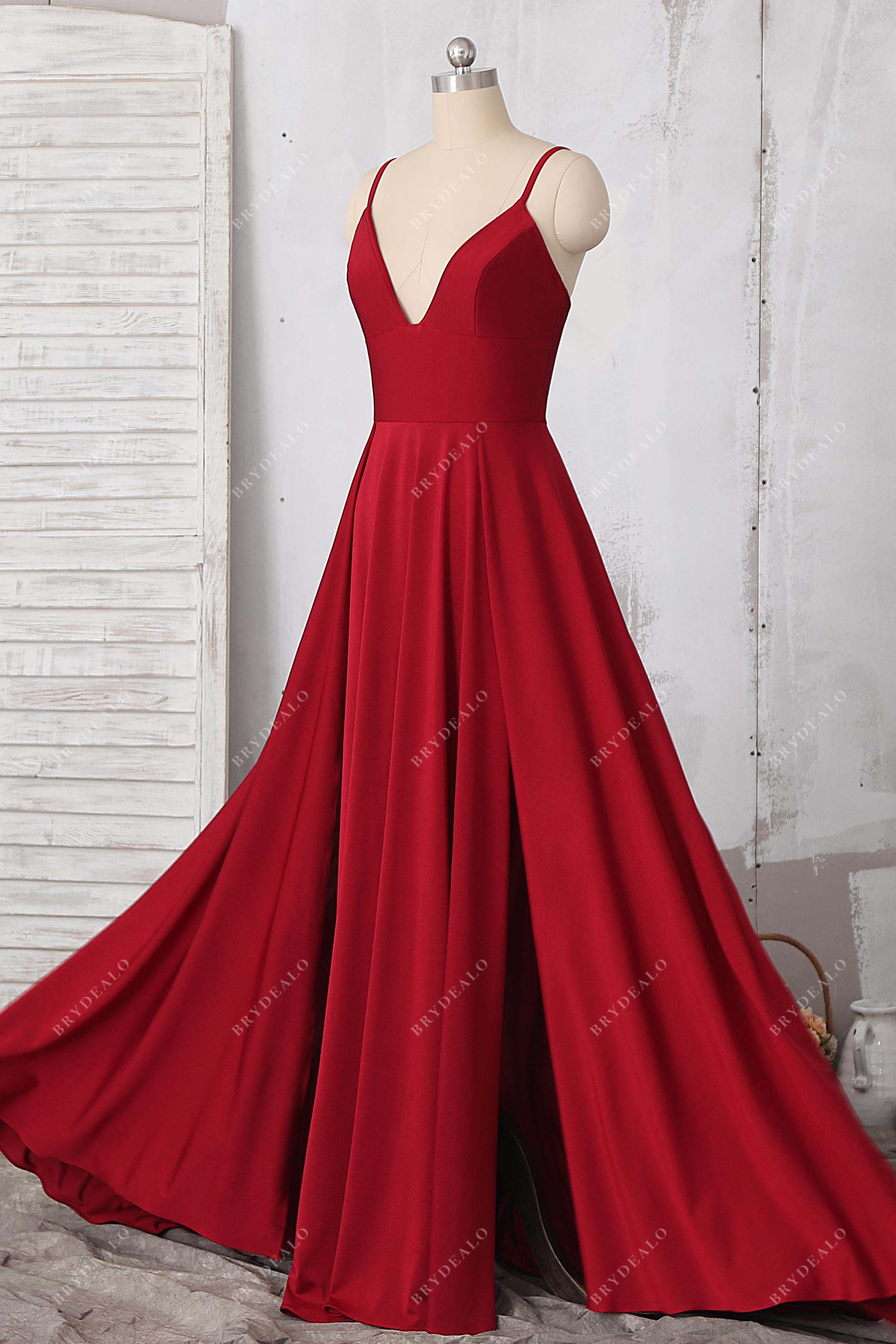 sleeveless v-neck slit evening dress