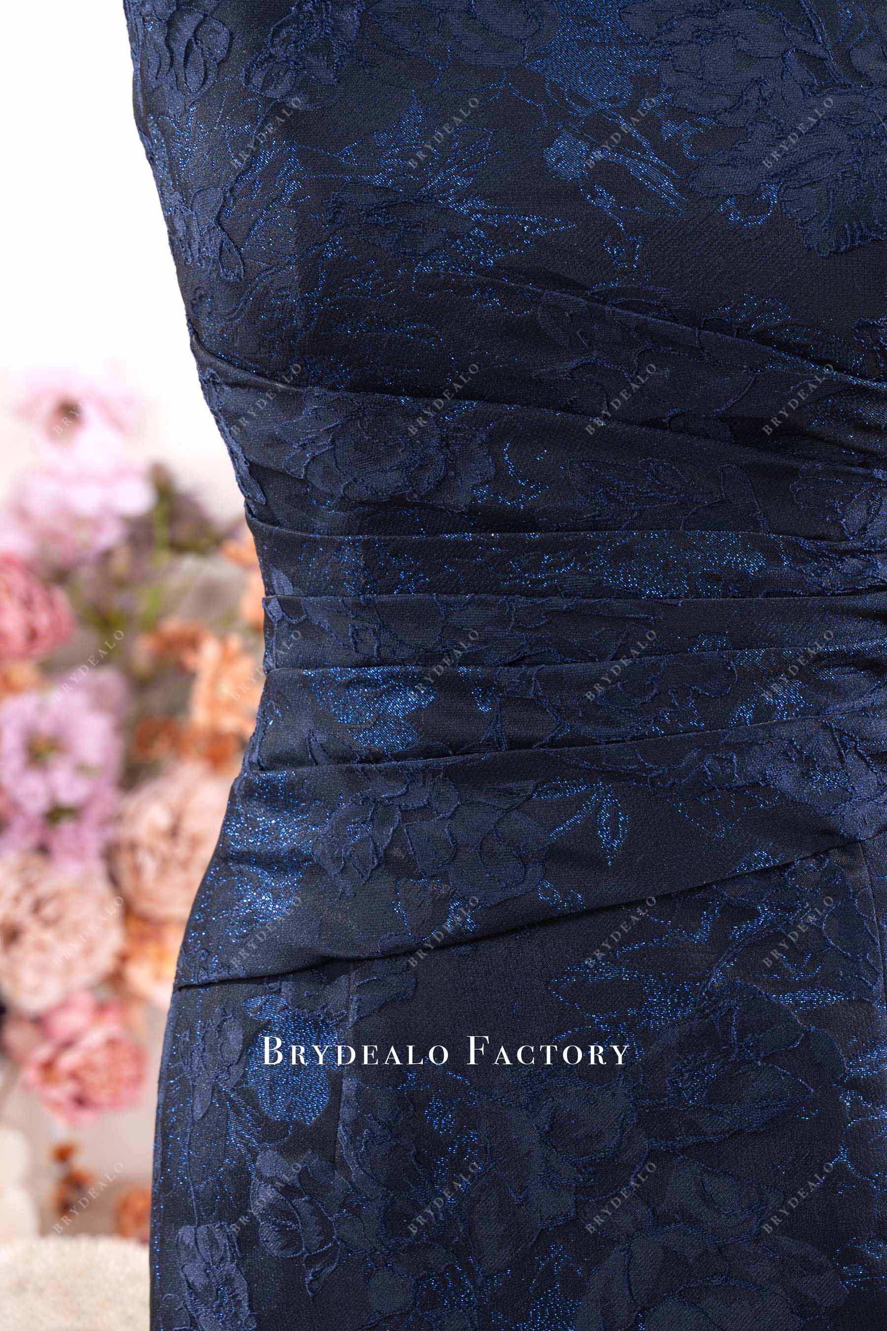 Navy Jacquard Asymmetry Mother of Bride Dress