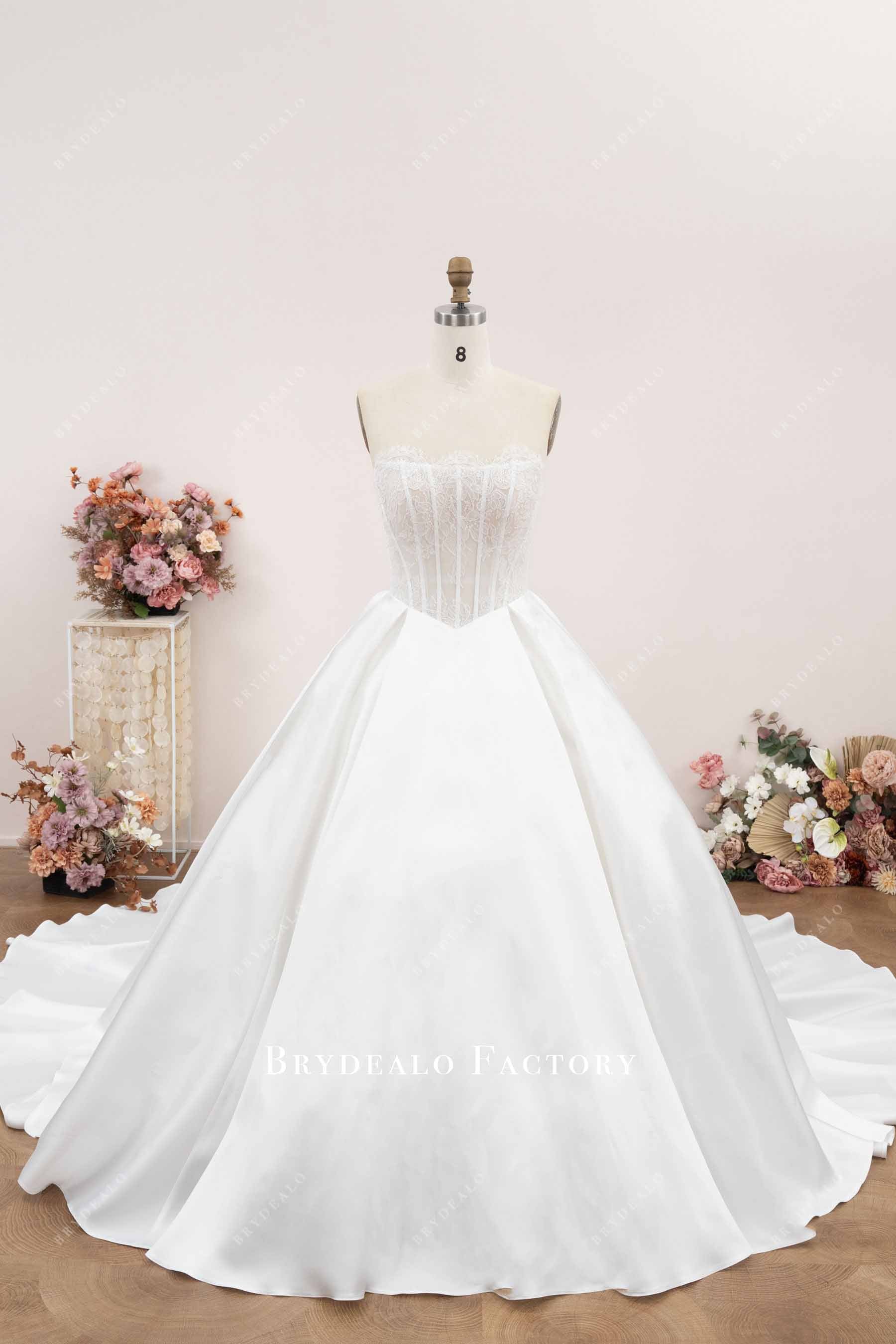 basque waist bridal ballgown