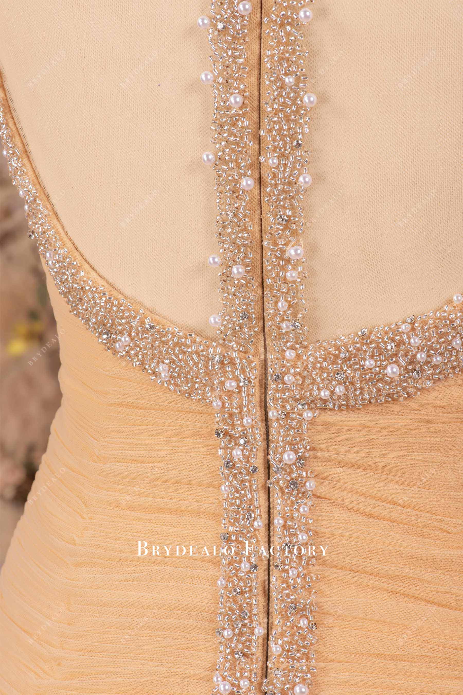beaded back closure wedding dress