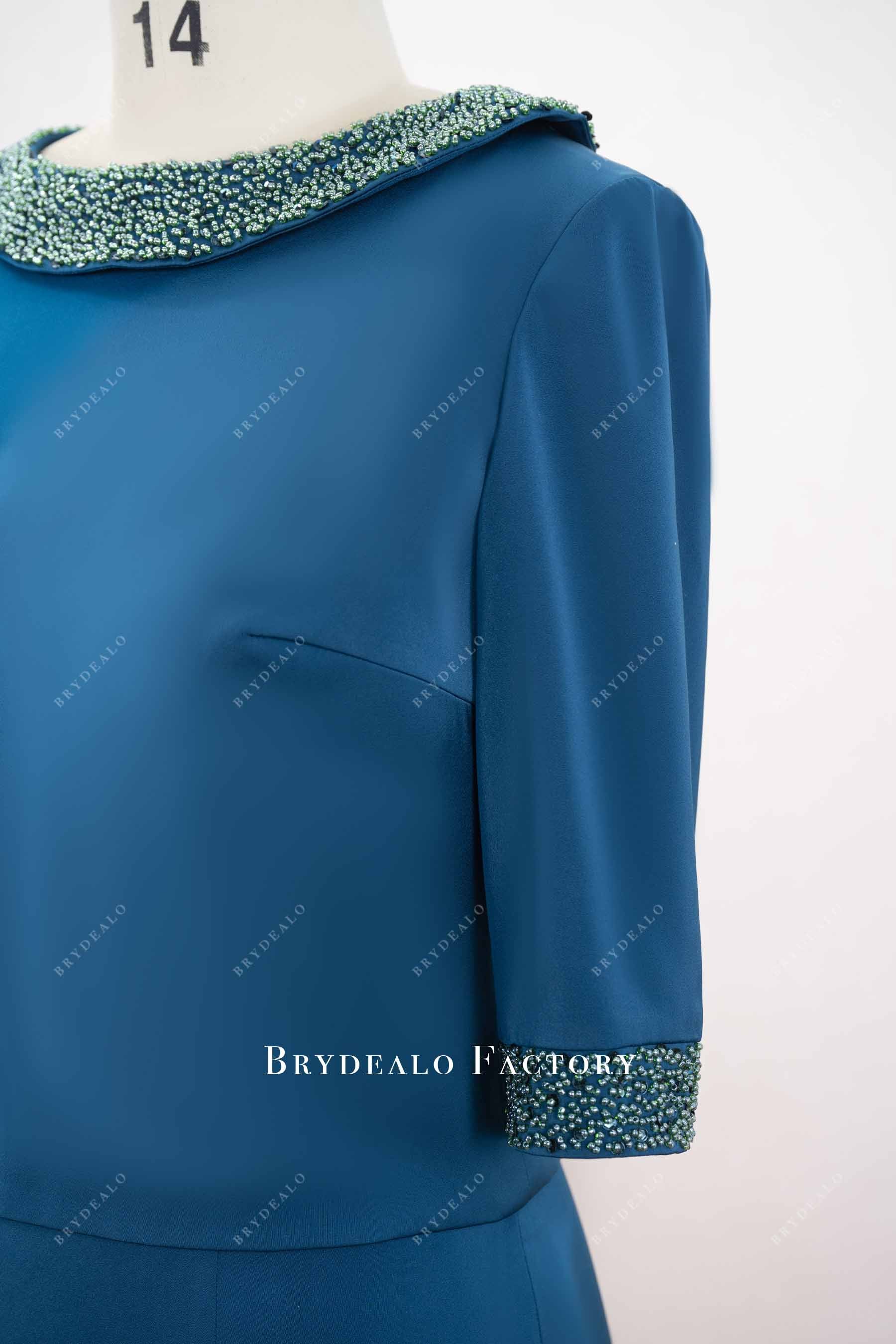 beaded half sleeve formal dress