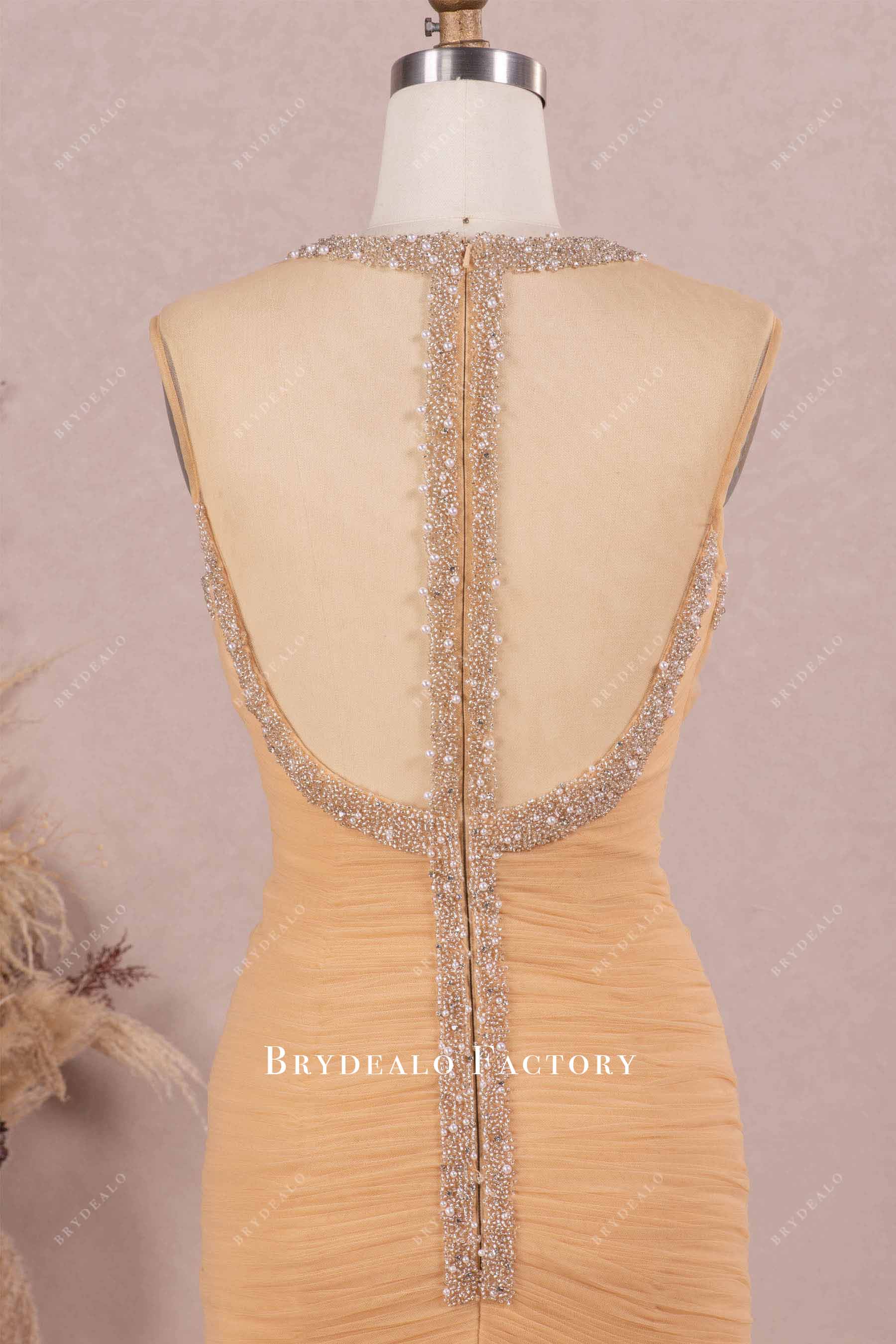 beaded illusion back wedding dress