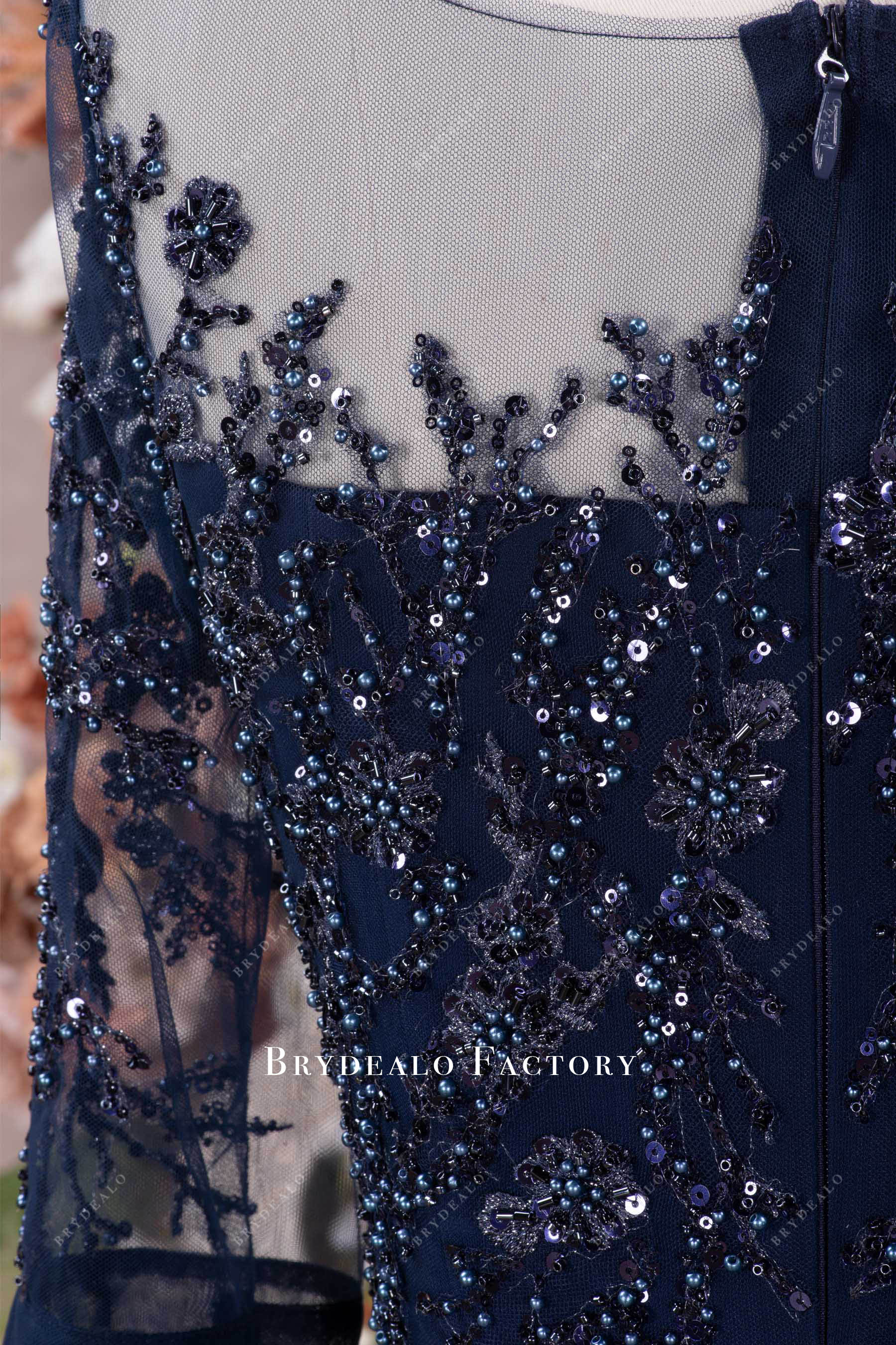 Elegant Navy Lace Illusion Mother Bride Groom Dress Brydealo Elegant Navy Lace Illusion Mother Bride Groom Dress Brydealo