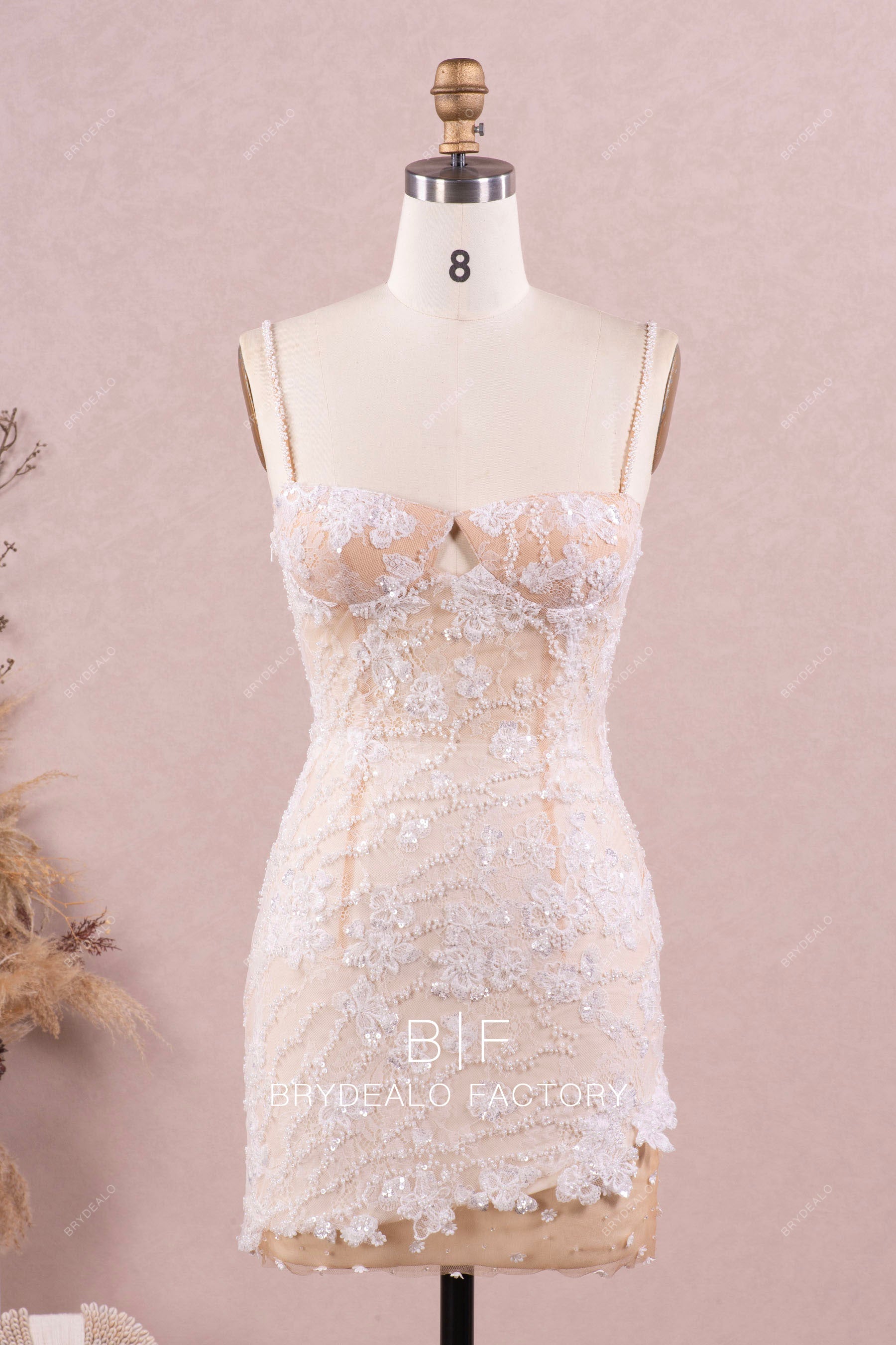 beaded straps luxury bridal bodycon