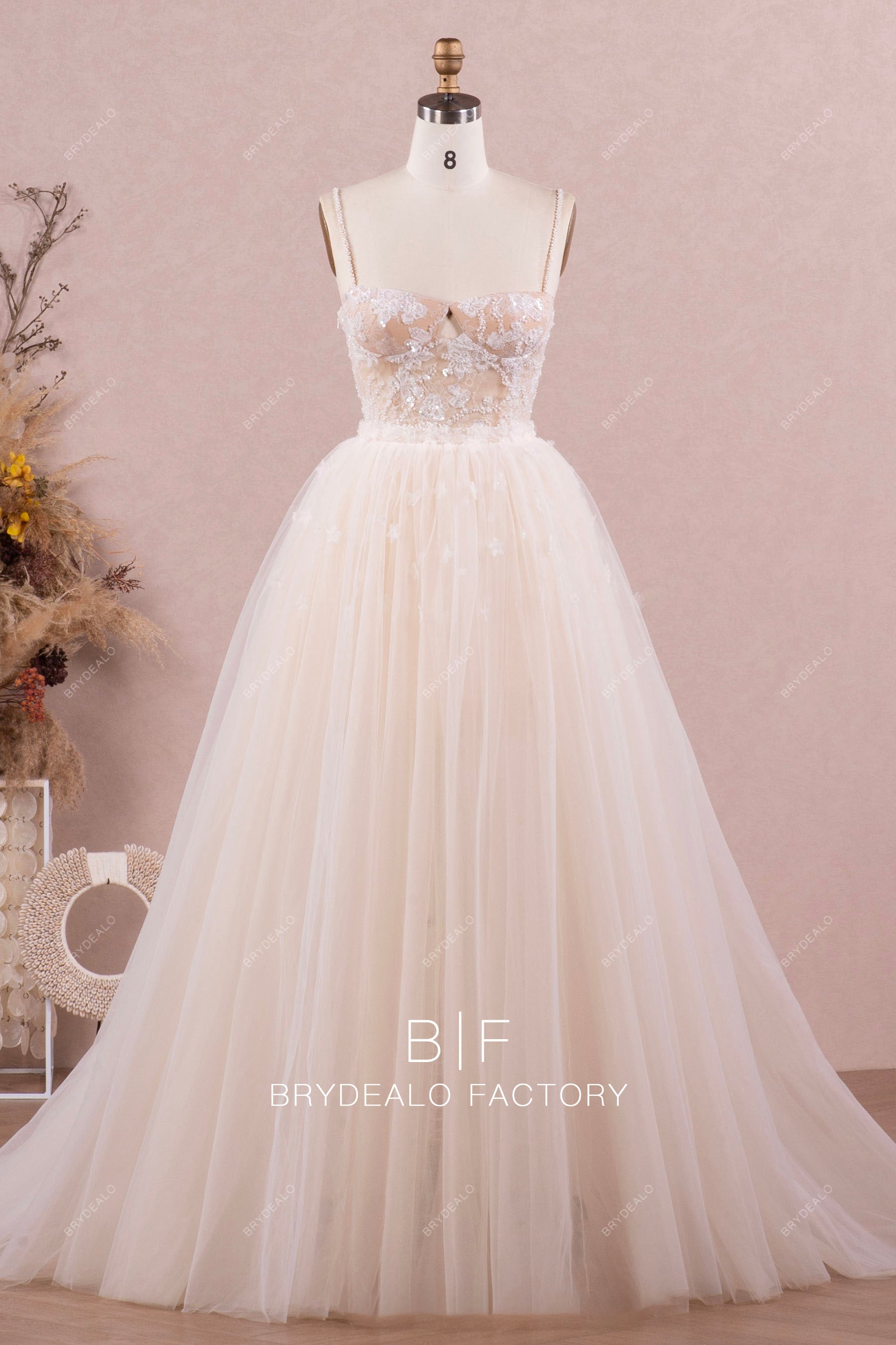 beaded straps sweetheart wedding dress