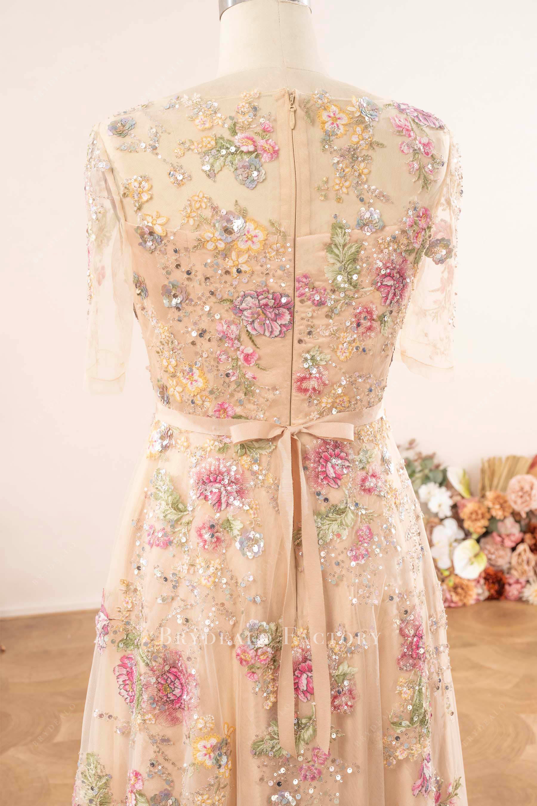belt A-line mother of bride dress