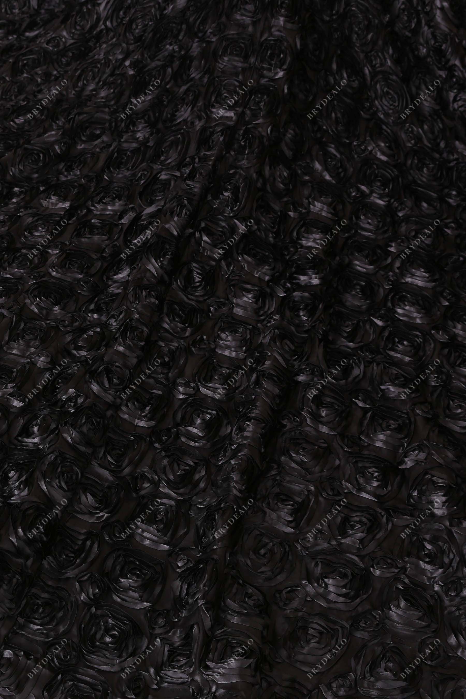 3d roses black prom dress