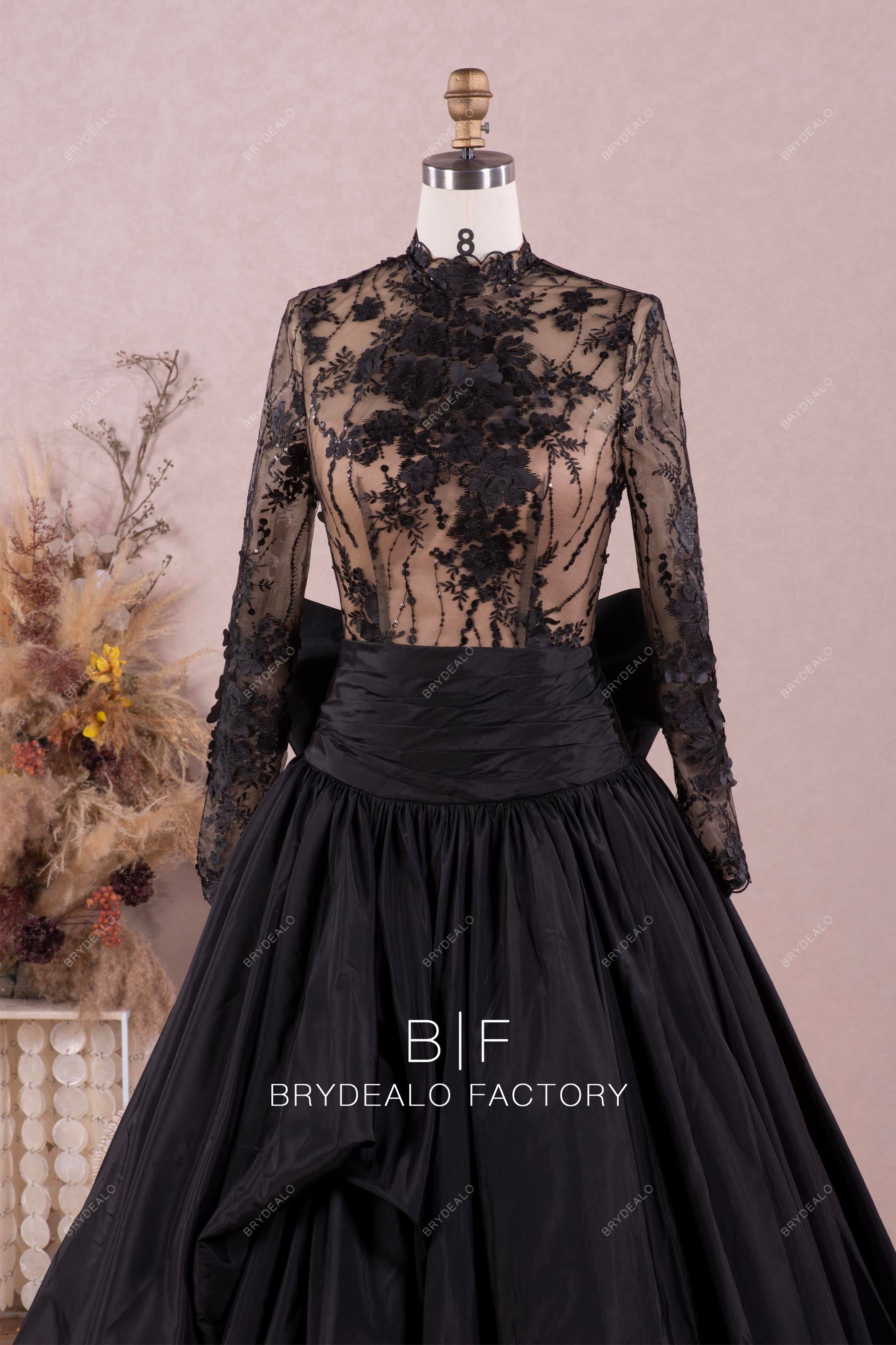 black high neck wedding dress