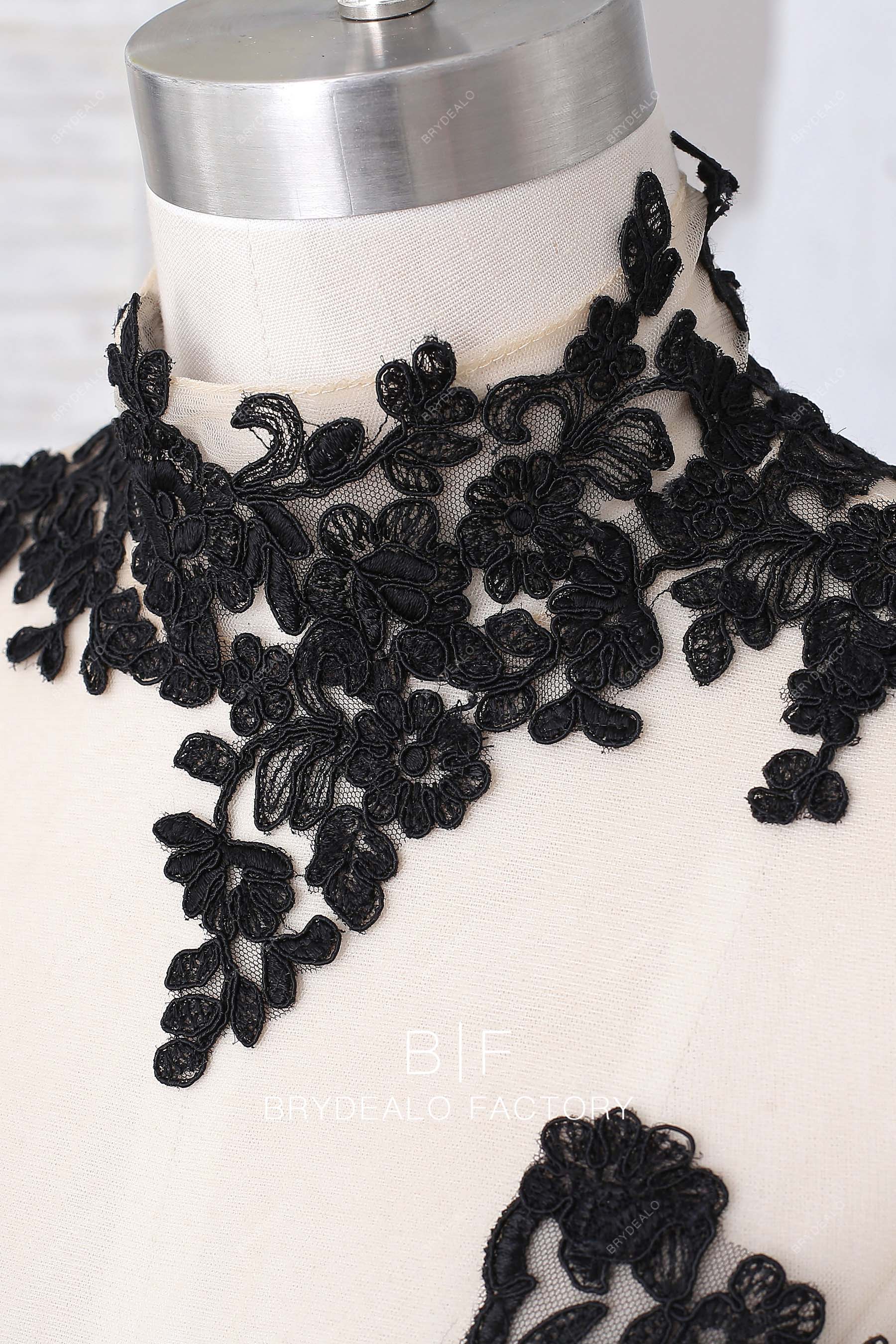 black lace illusion high neck