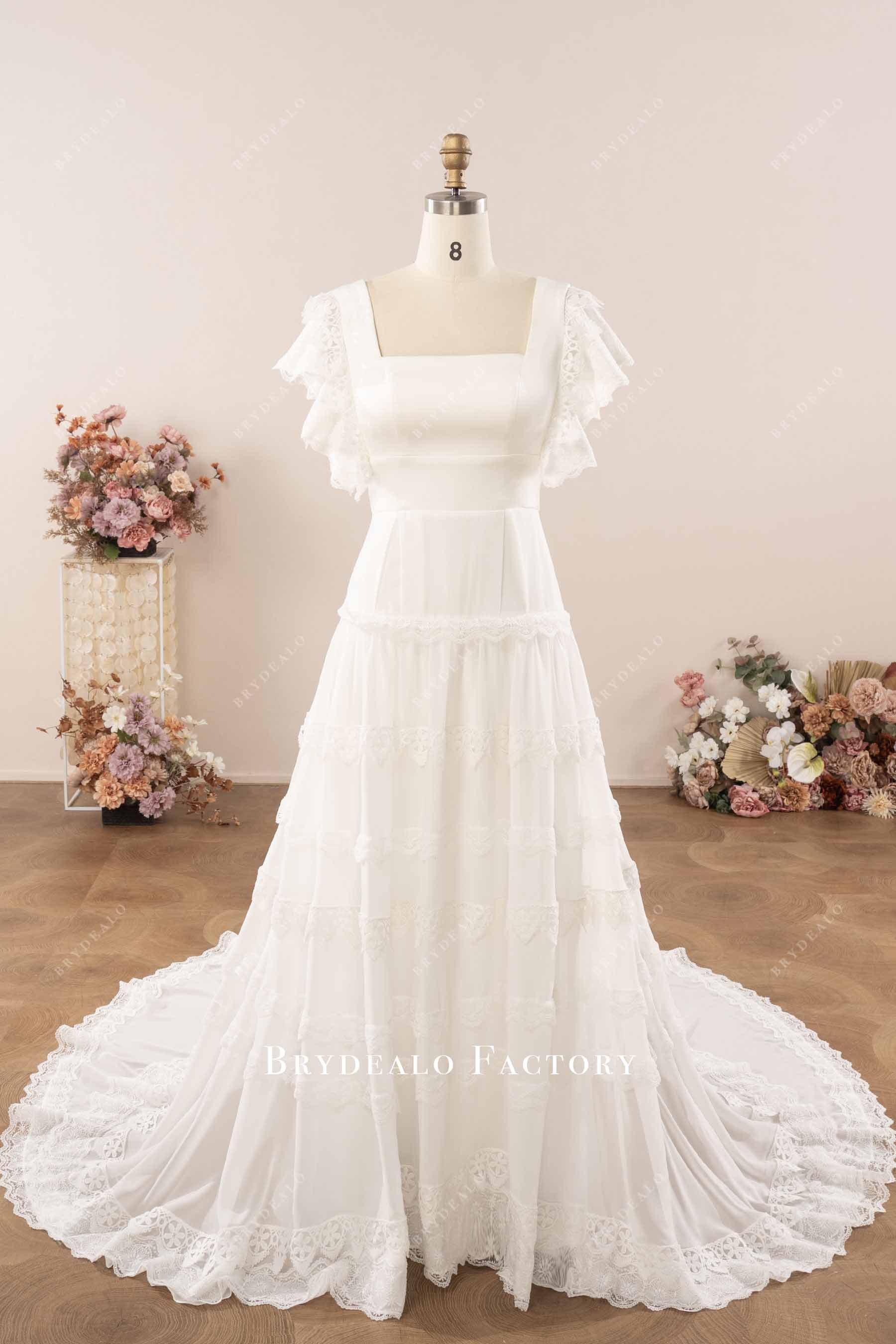 boho lace Aline wedding dress