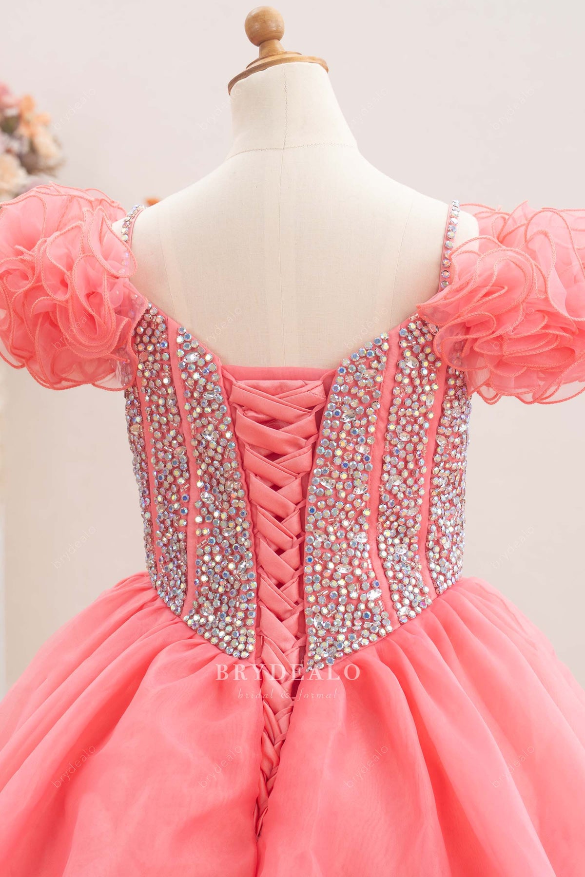 boning rhinestone kids pageant gown