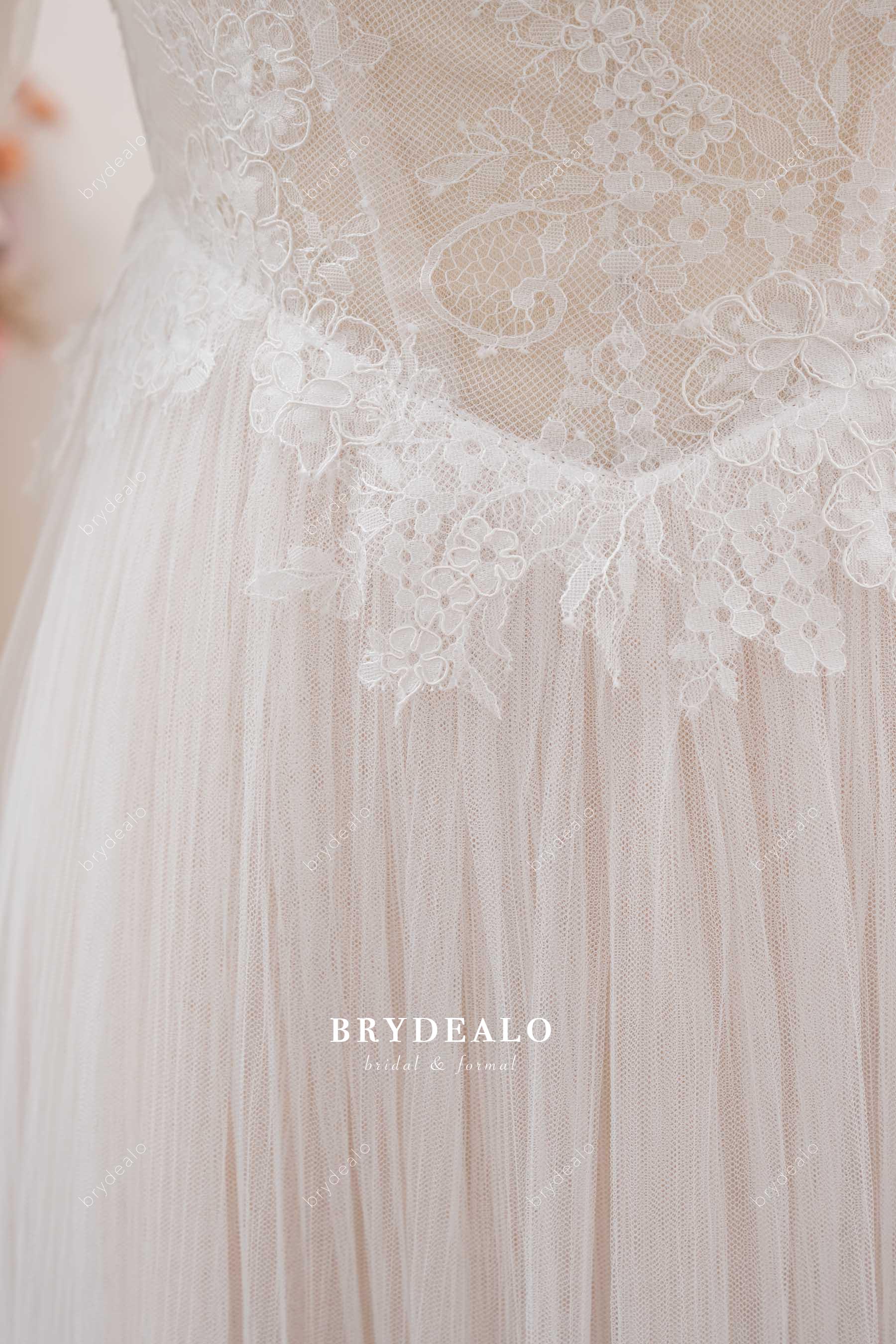 bubble pleated basque waist wedding dress