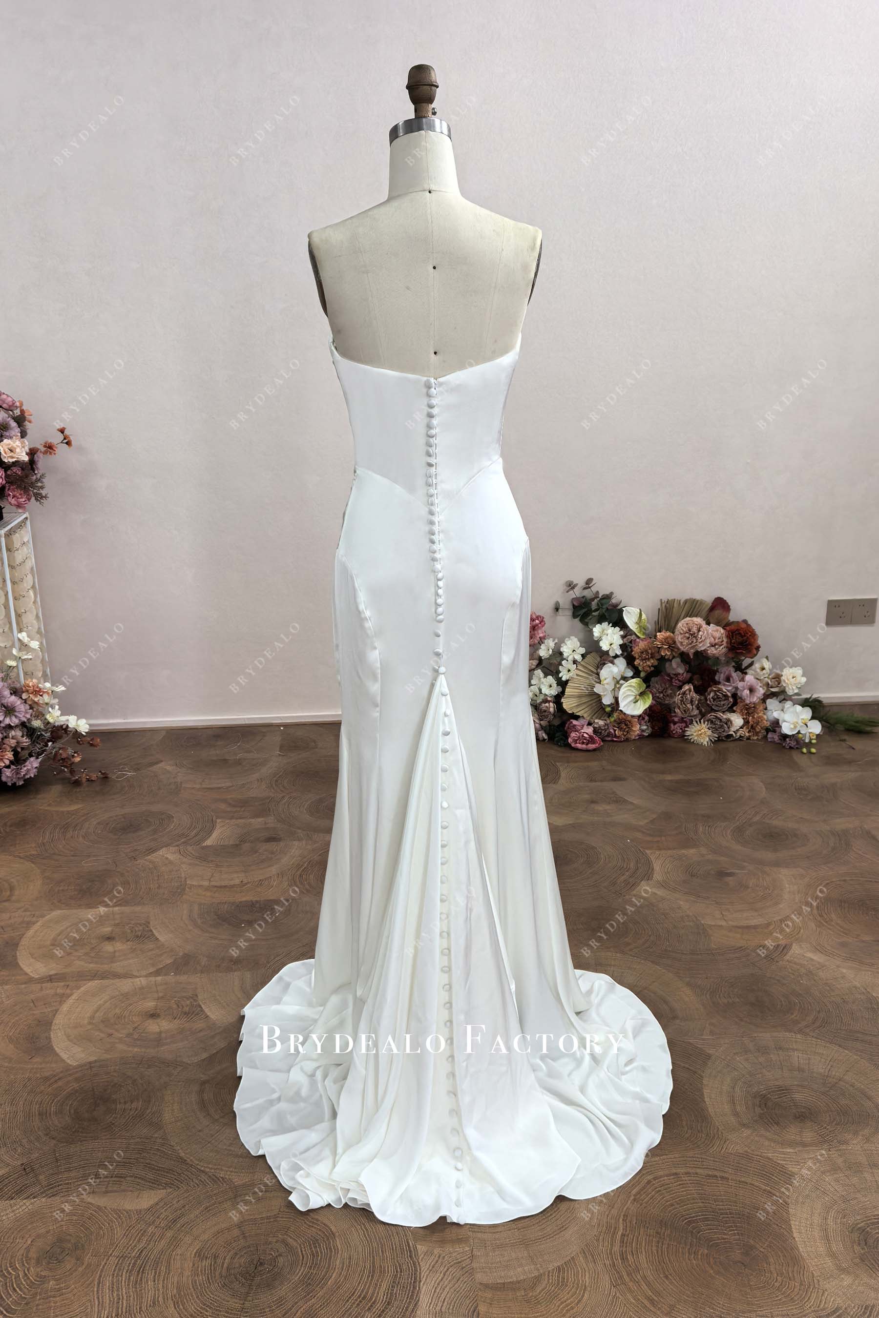 bustle up buttons back wedding dress