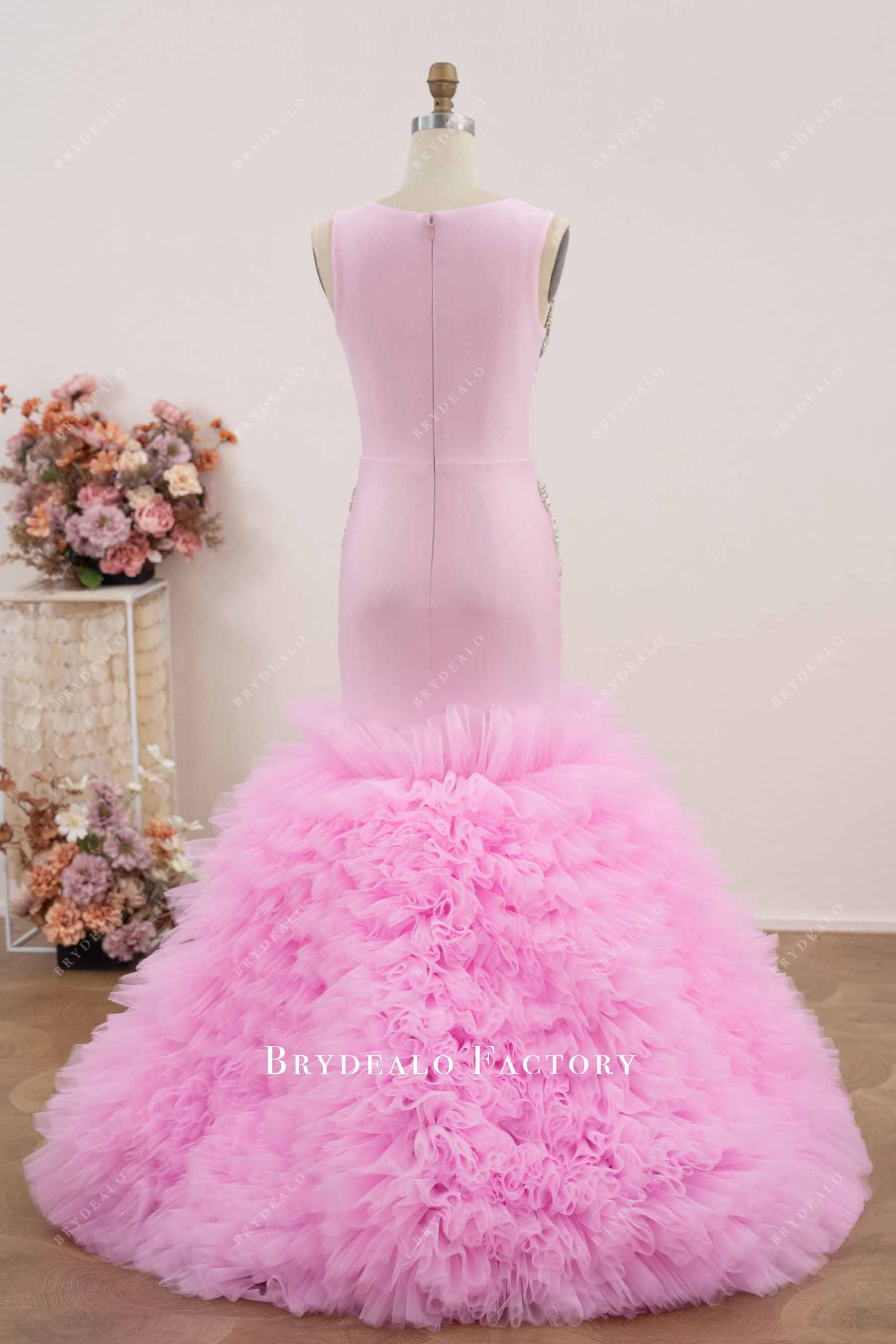 candy pink trumpet prom gown