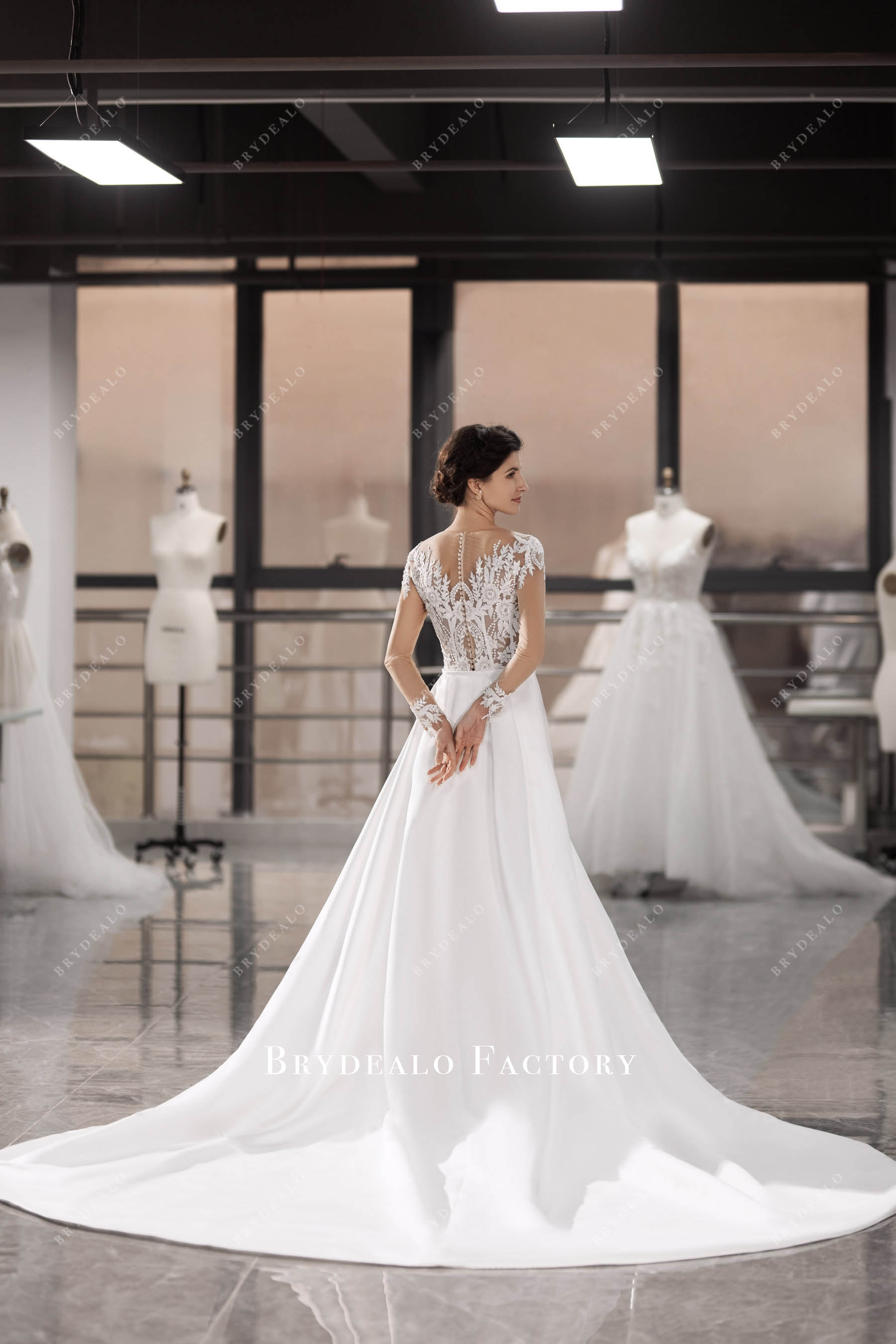 long satin overskirt wedding dress