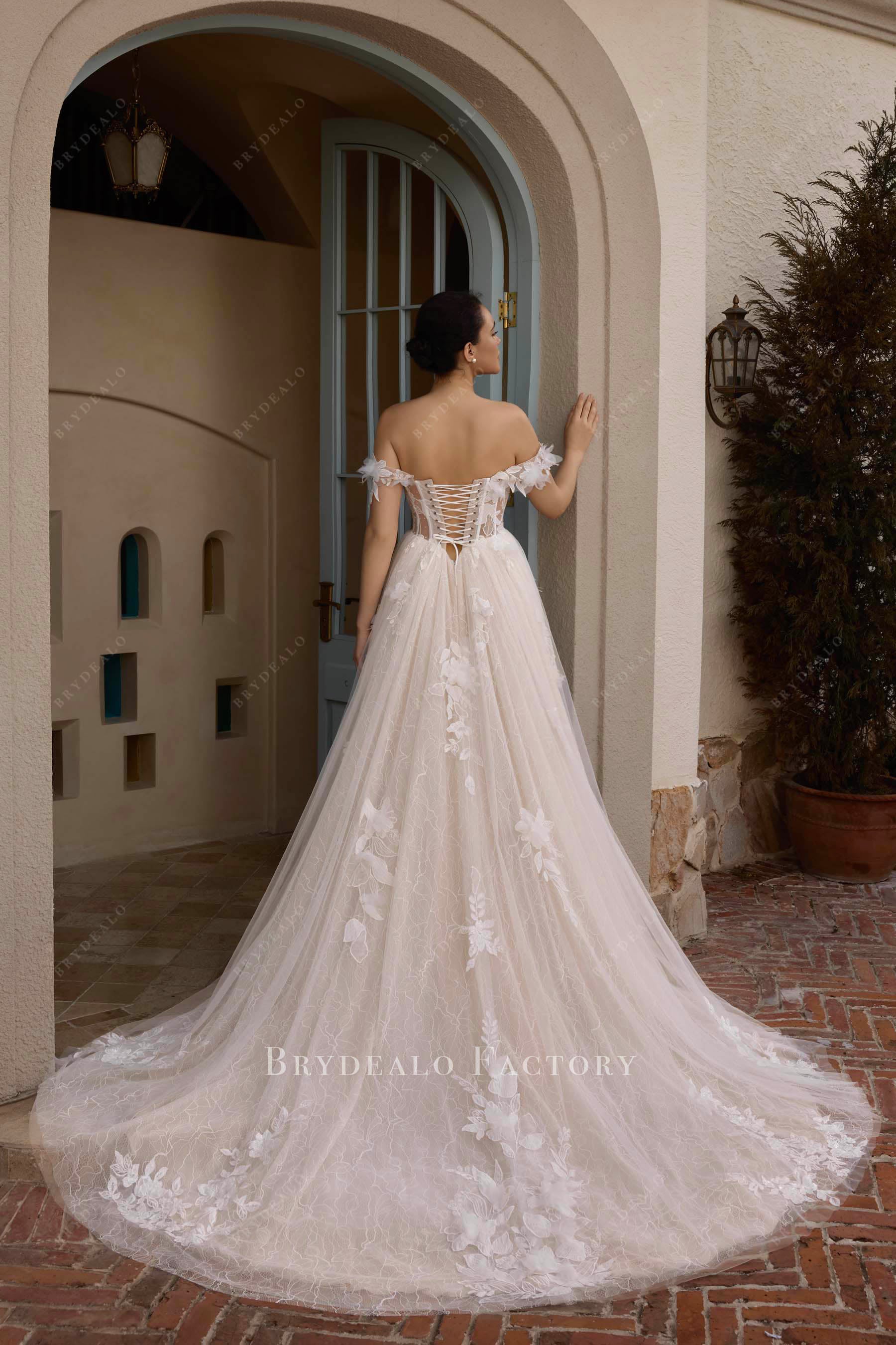 chapel train garden wedding dress