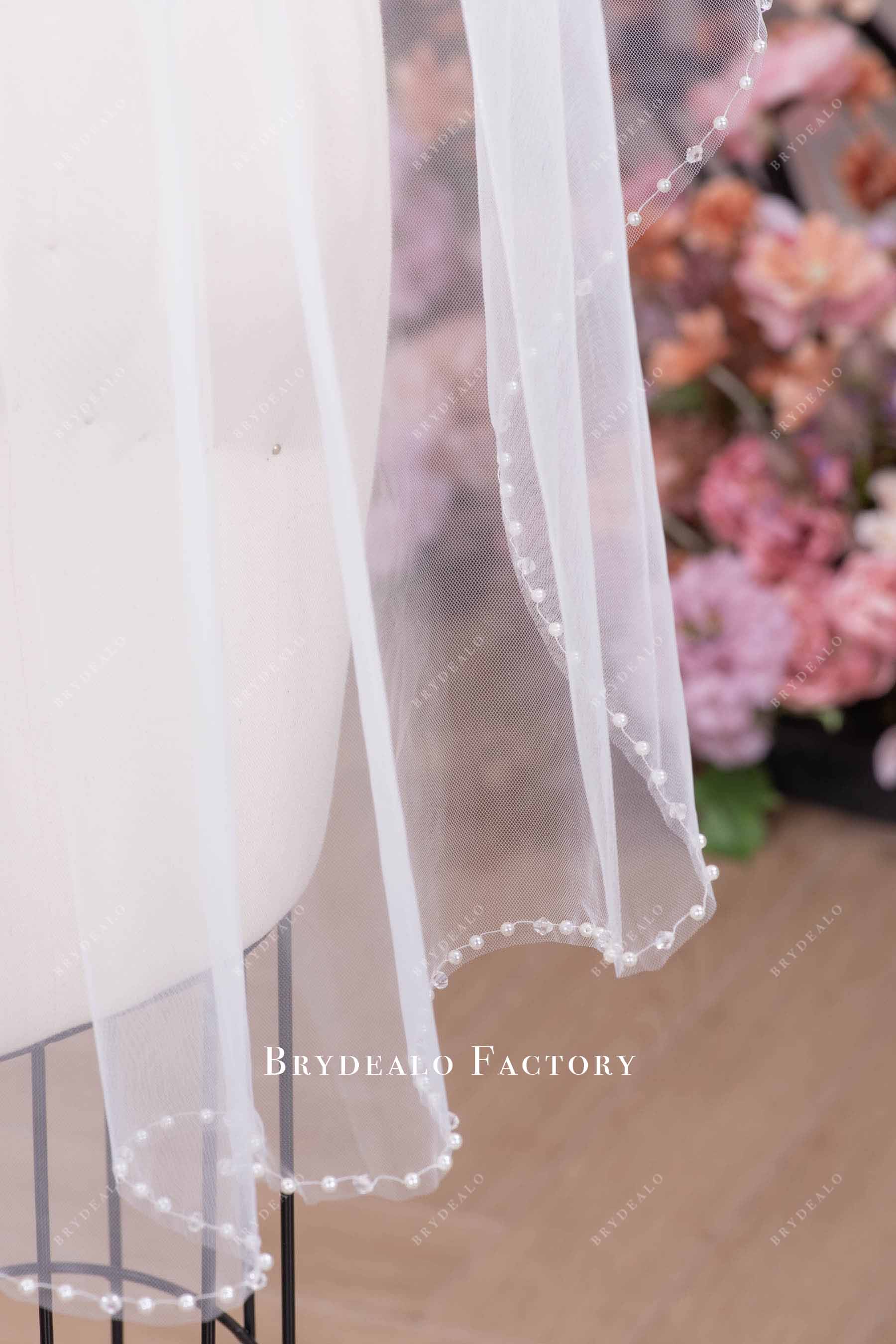 clear beading edge wedding dress