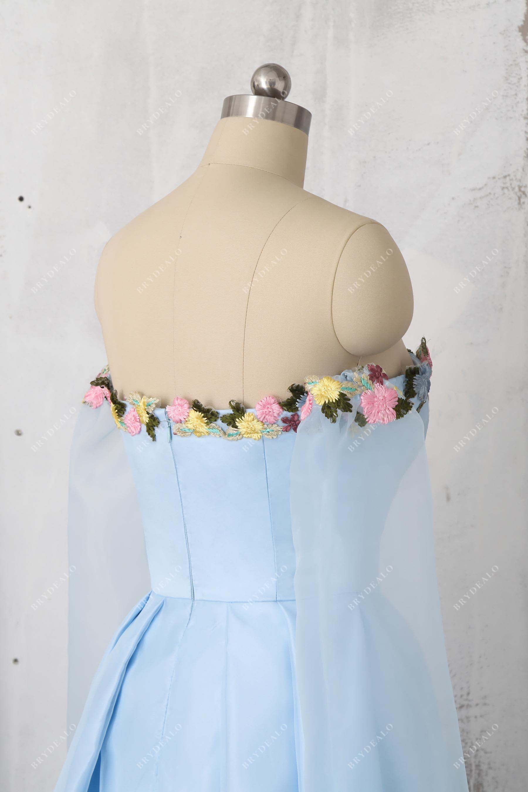 open back pleated A-line  prom dress