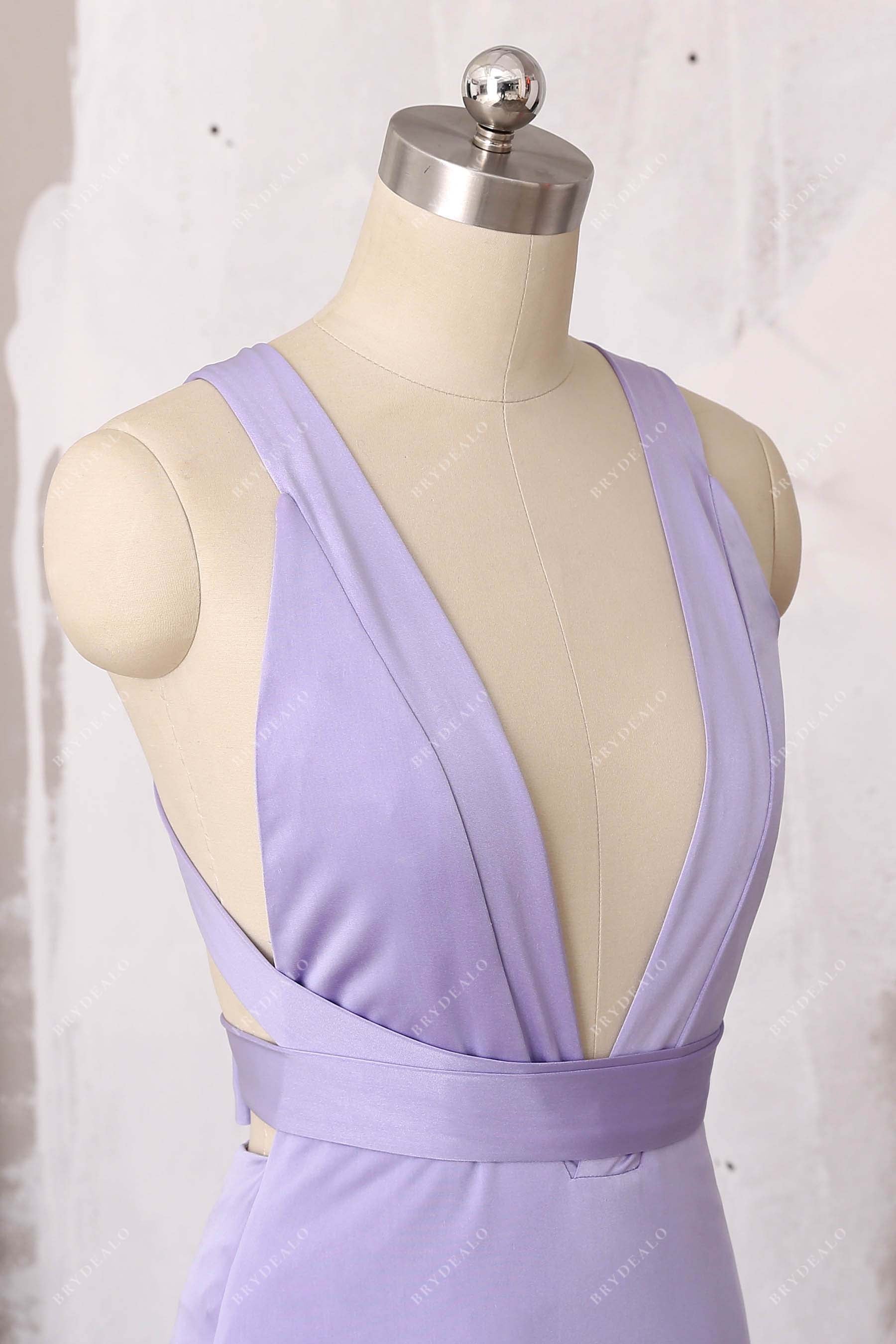 sleeveless plunging neck formal dress