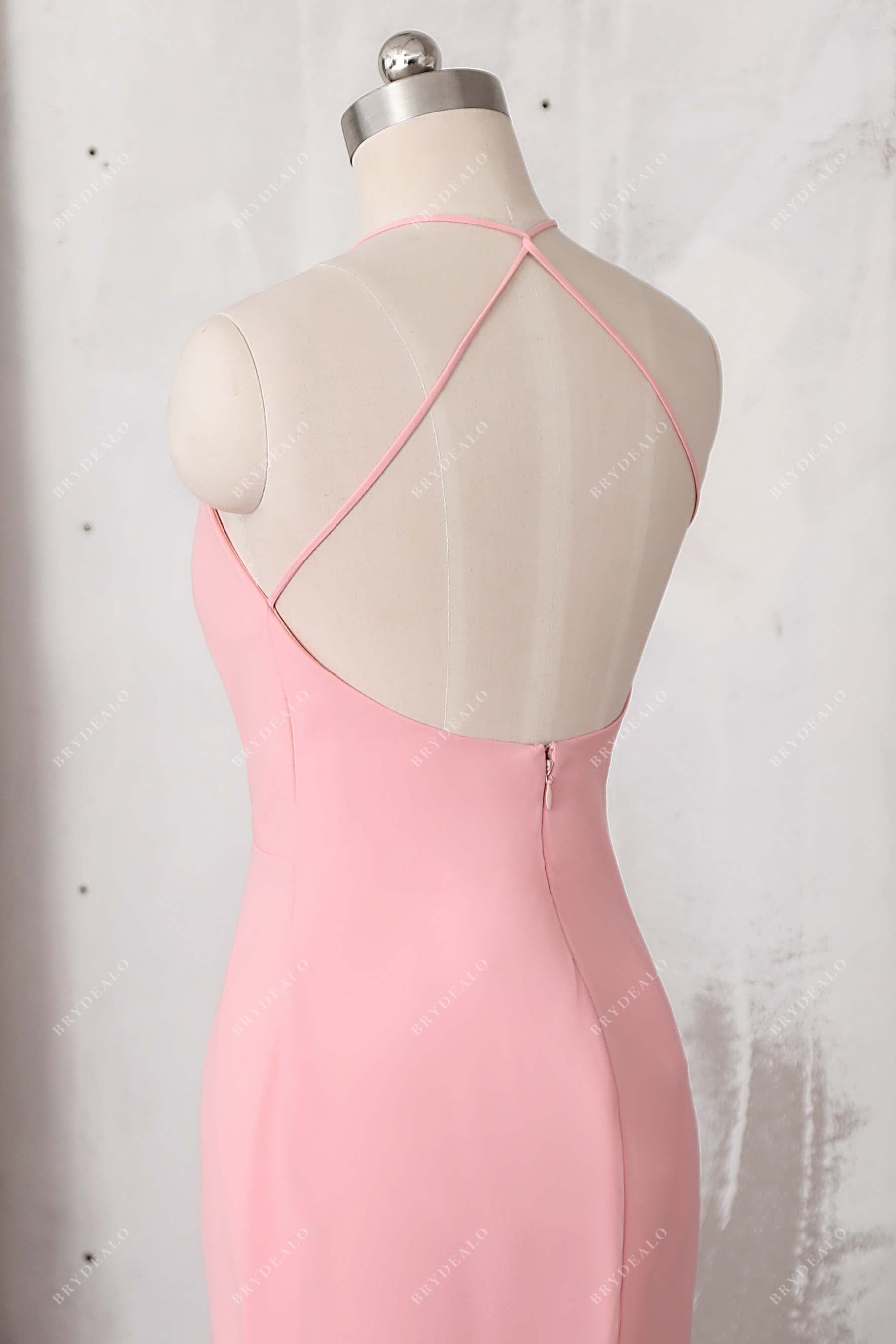 crisscross open back evening dress
