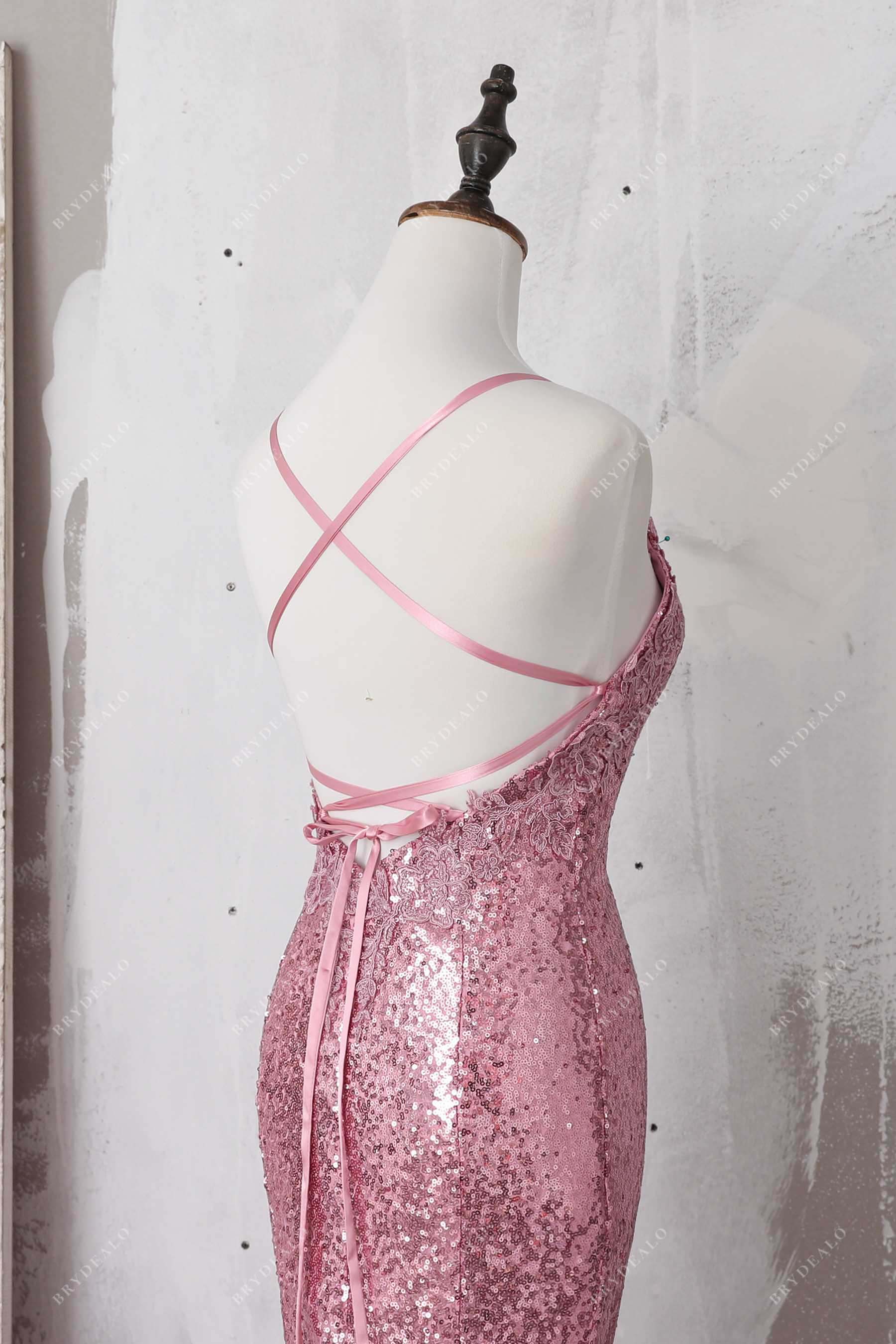 strappy open back evening dress