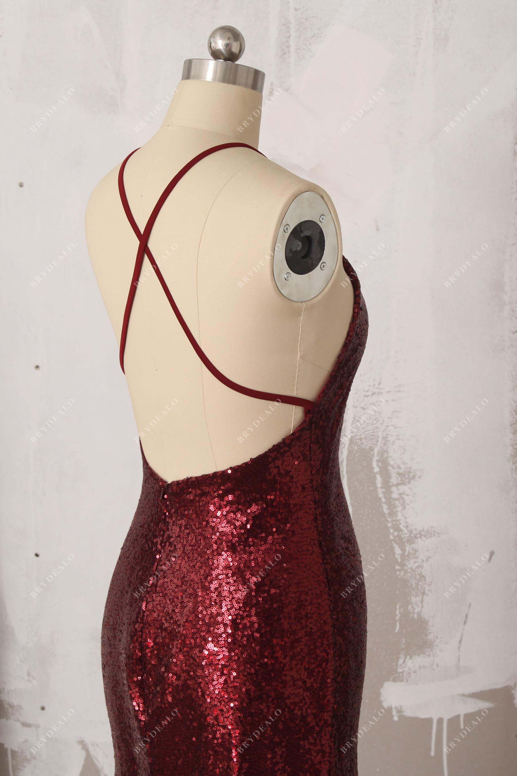 strappy open back sequin dress