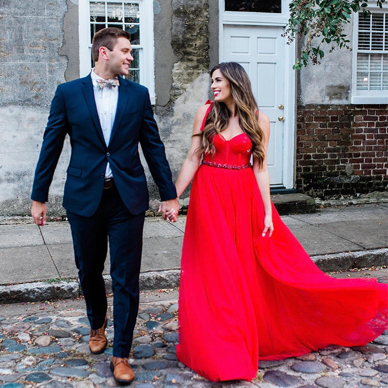 custom engagement red dress