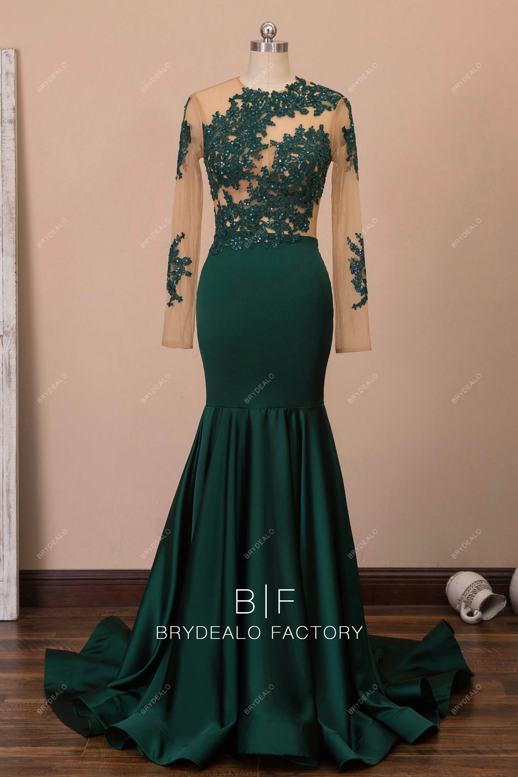 emerald green sequin jersey mermaid prom dress