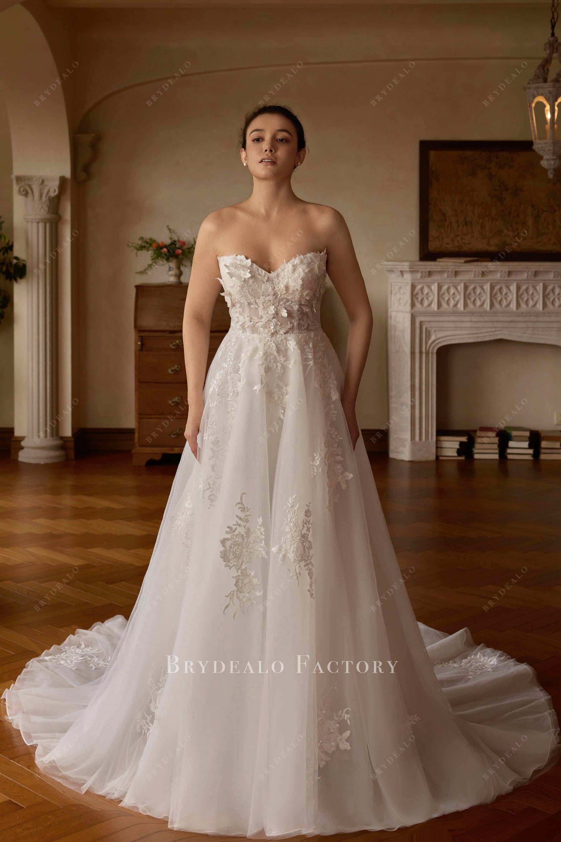 delicate lace Aline wedding dress