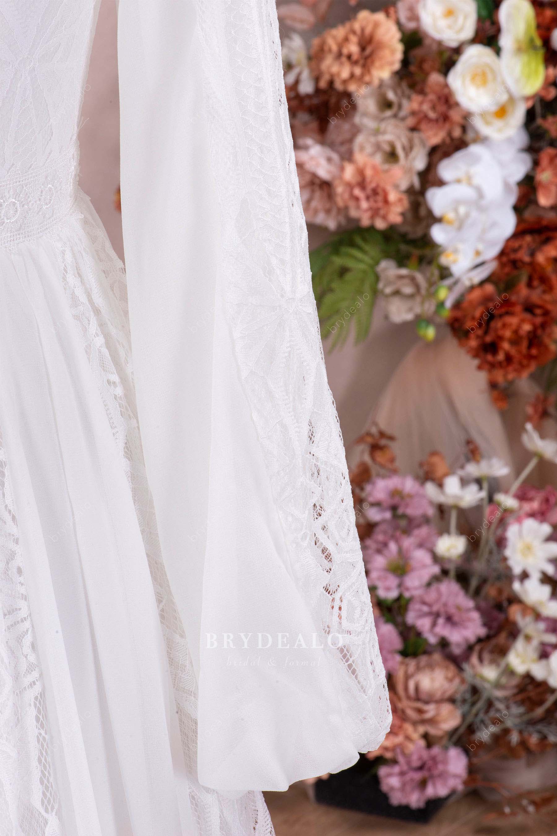 delicate lace sleeves boho wedding dress