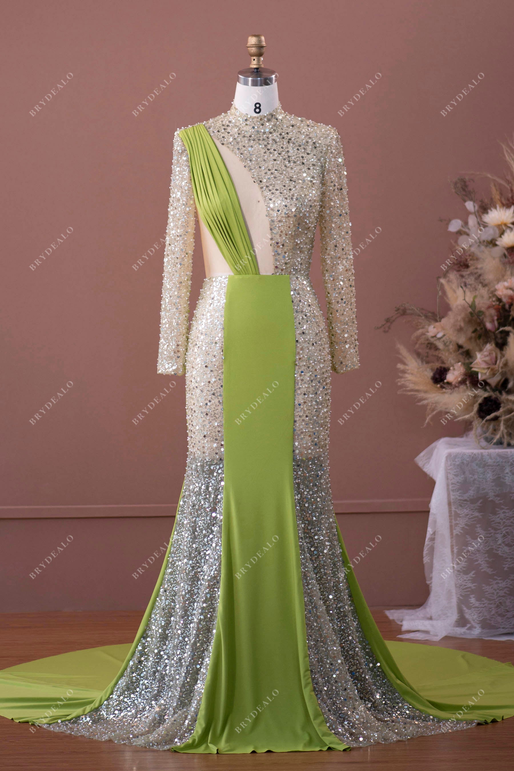 Sparkly Sequin Illusion Mermaid Prom Dress