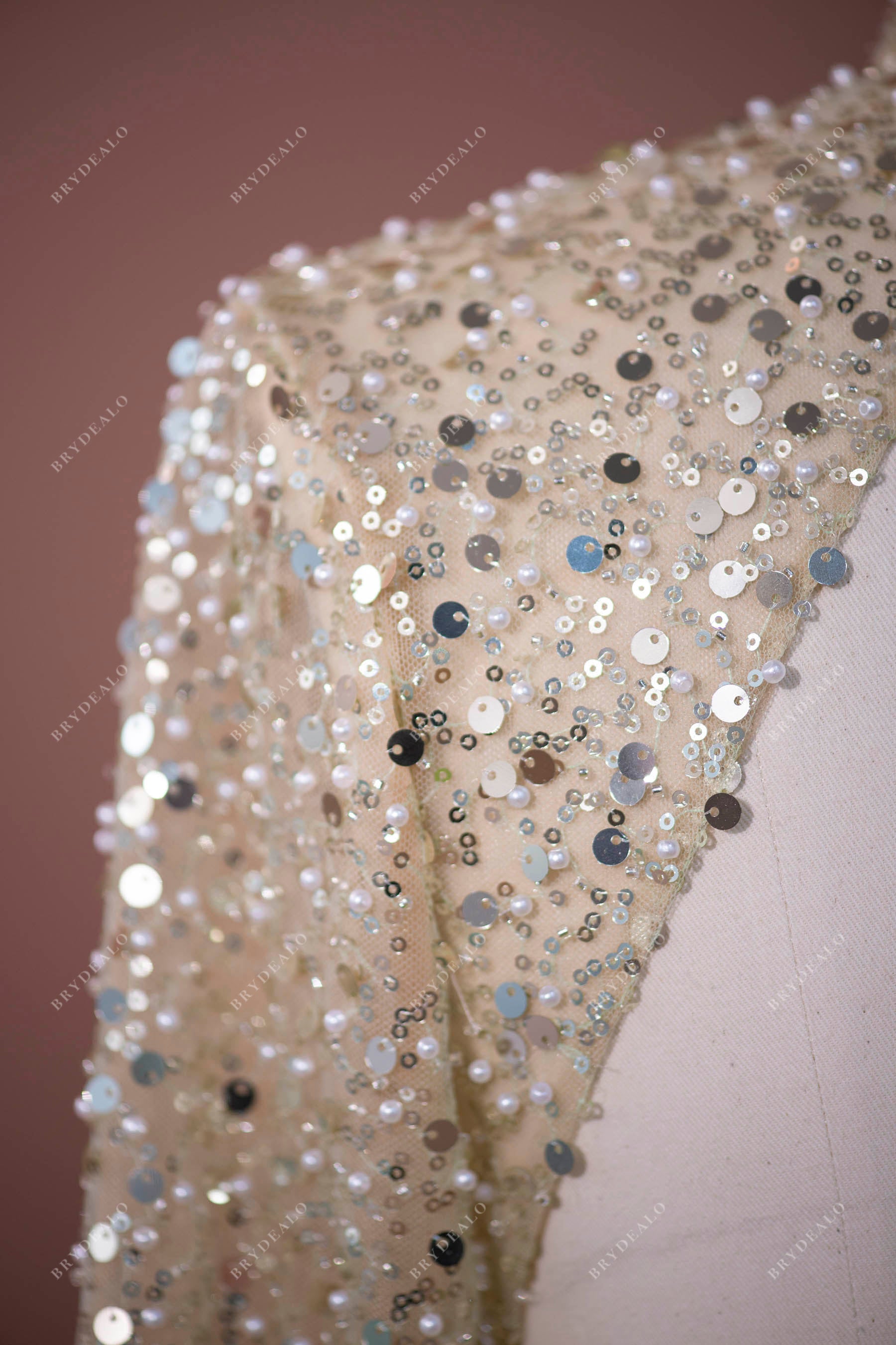 beaded long sleeves formal gown