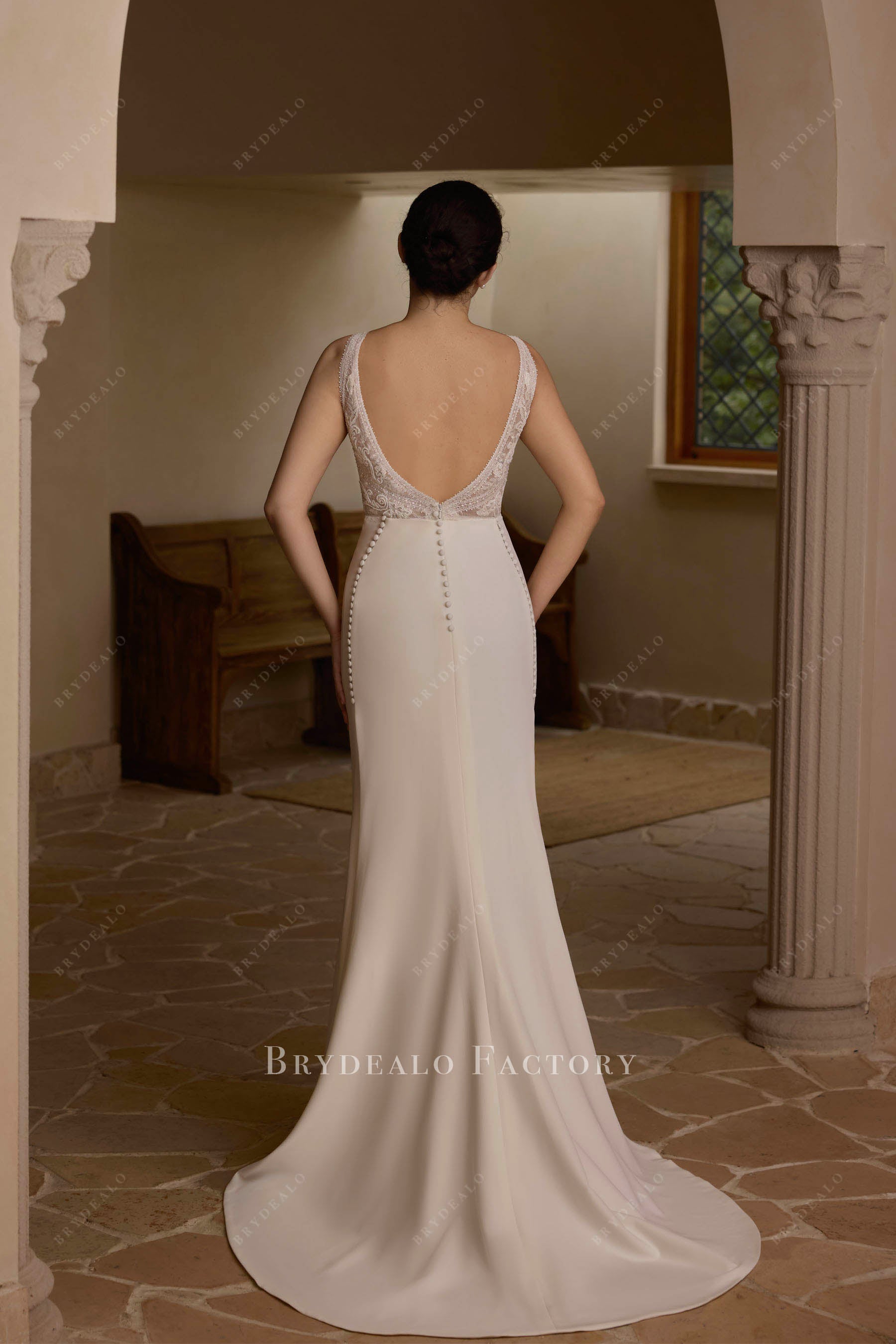 detachable panel train bridal dress