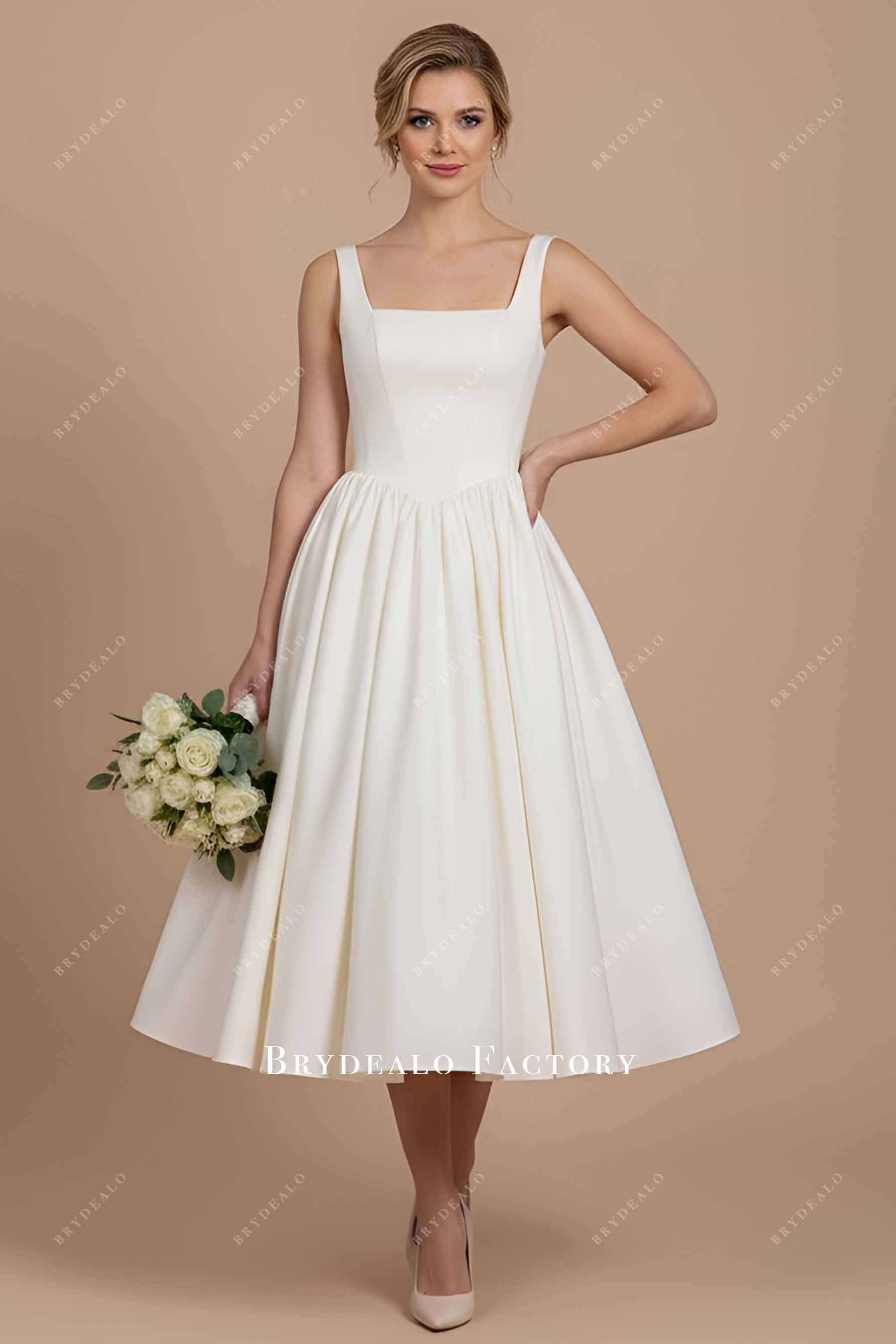 elegant simple tea length wedding dress