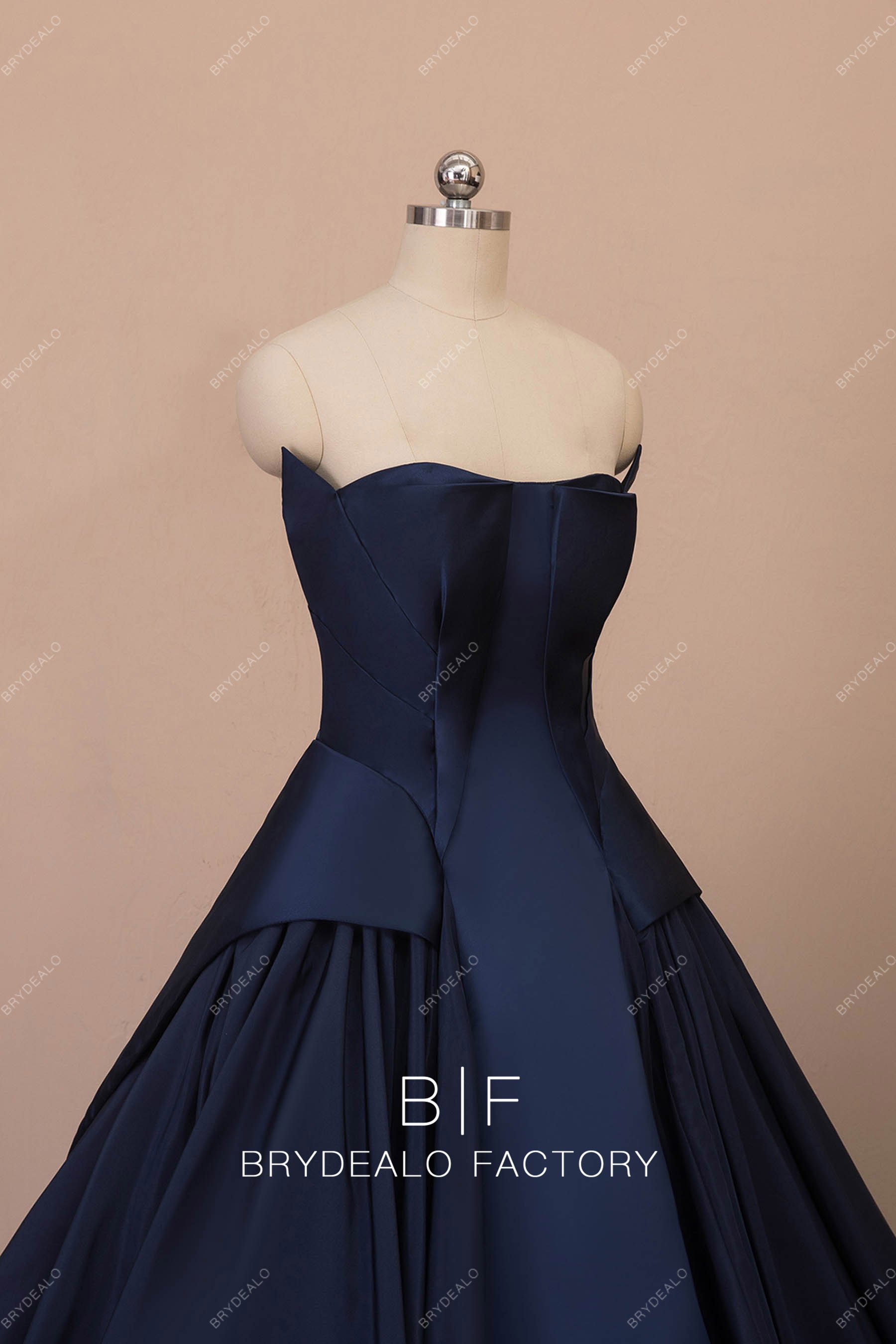 unique strapless satin ball gown