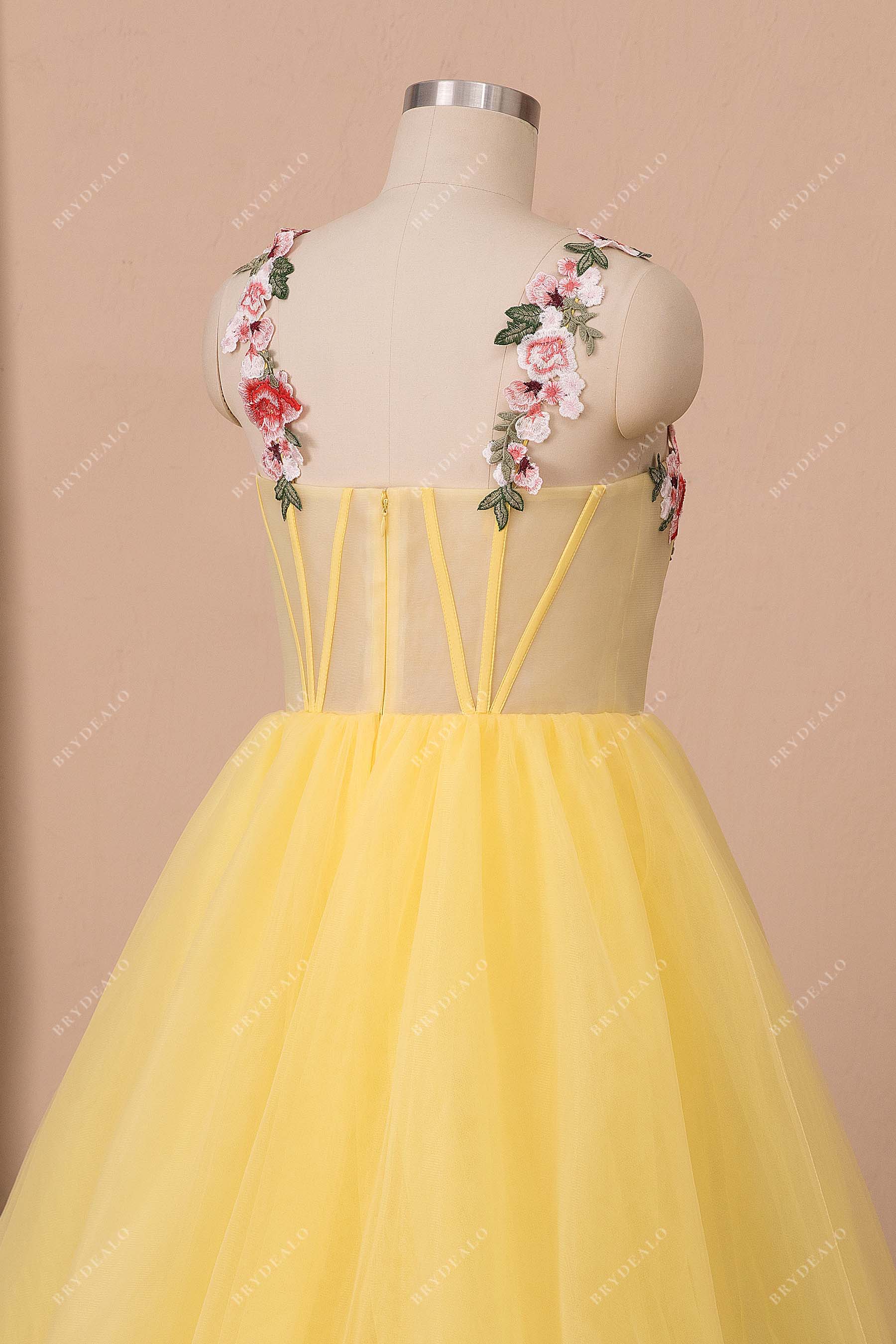 emroidery straps formal gown