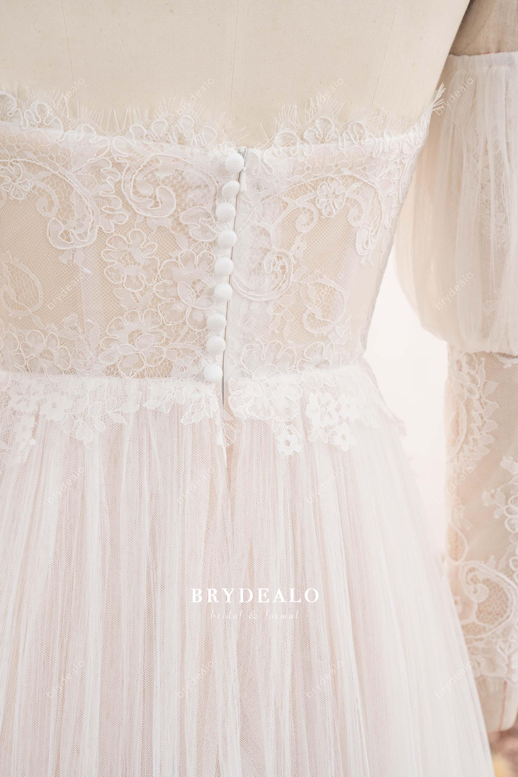 eyelash buttoned back wedding dress