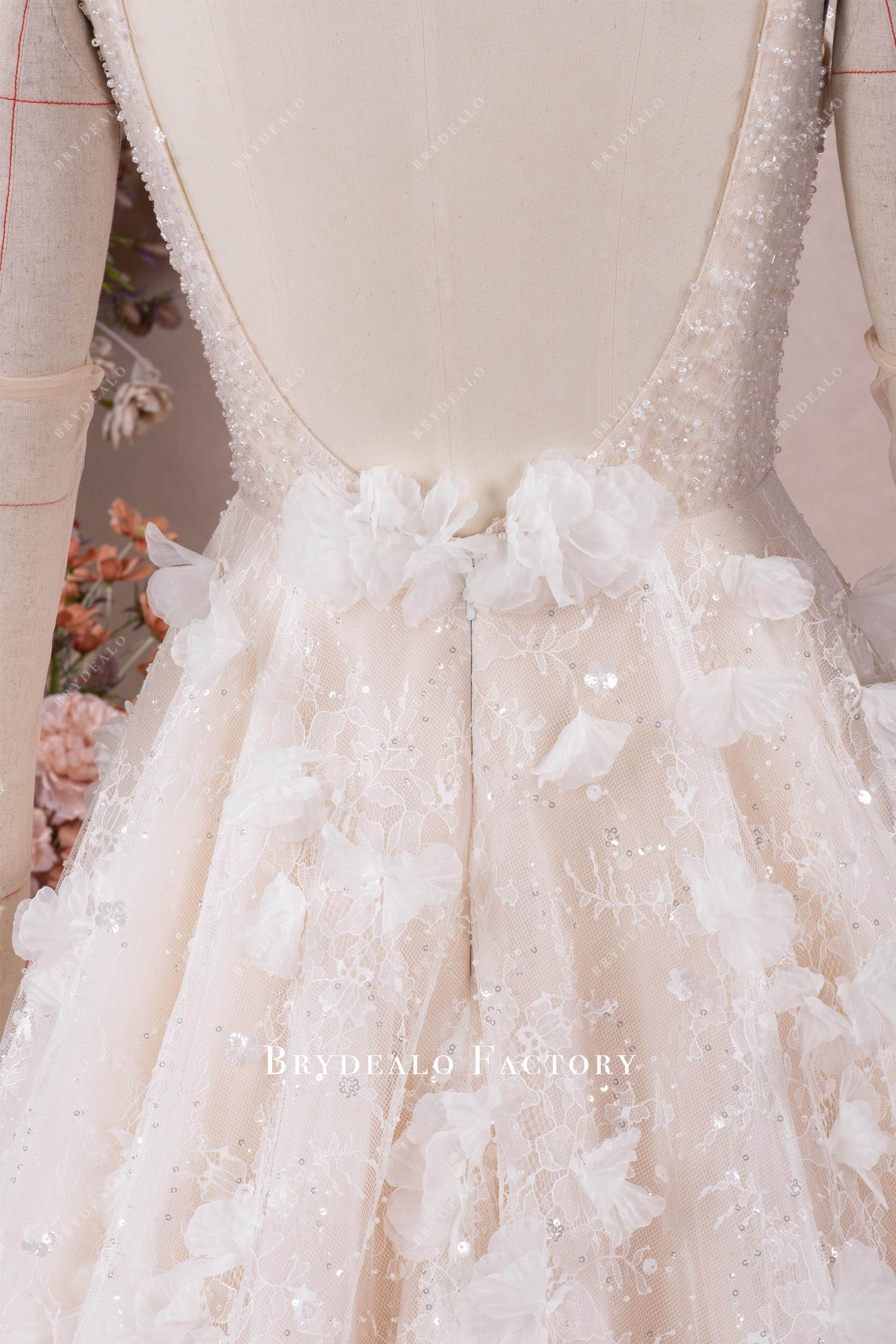 fairy flower lace bridal gown