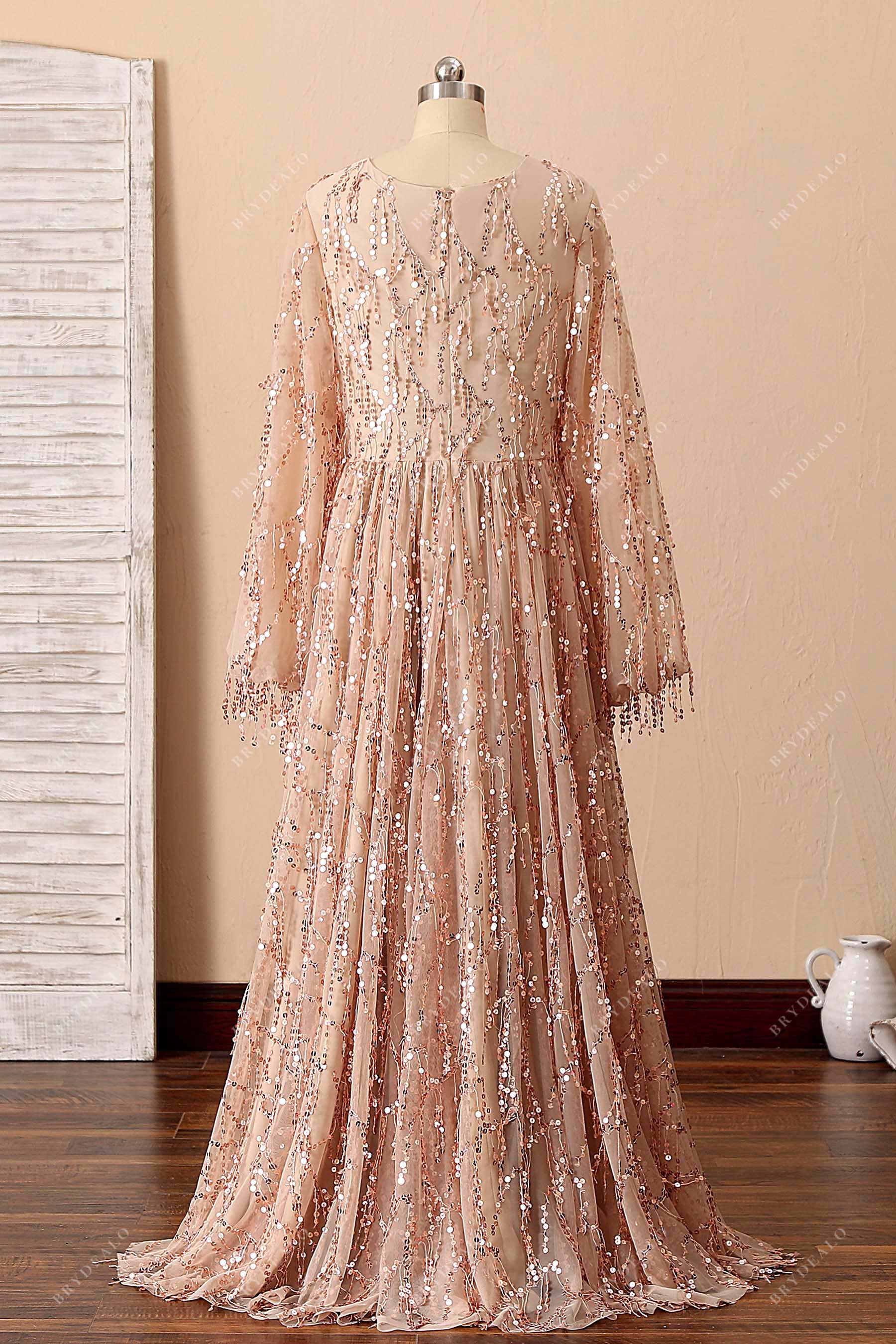 long sleeve A-line formal dress