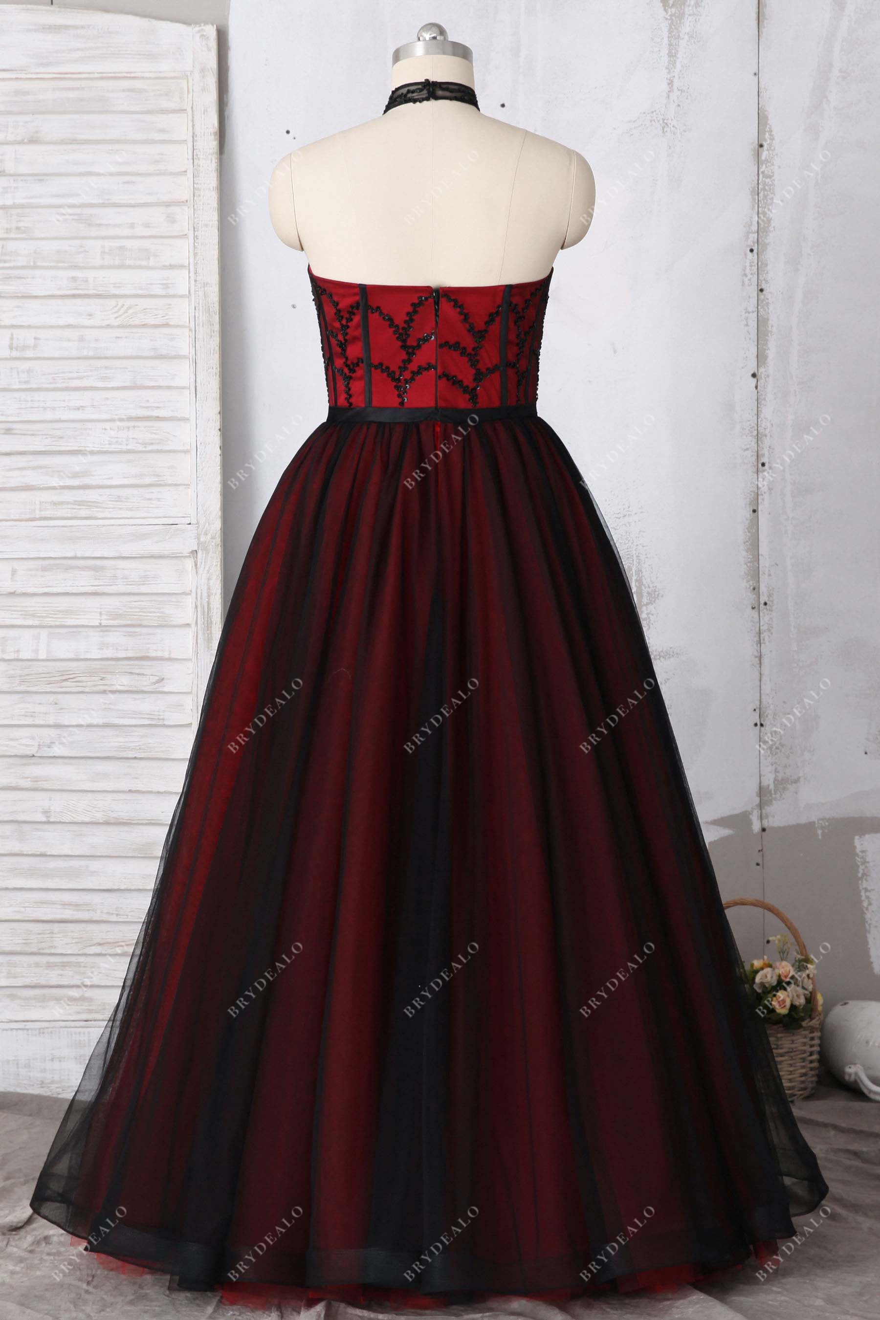 open back sequin tulle A-line formal dress