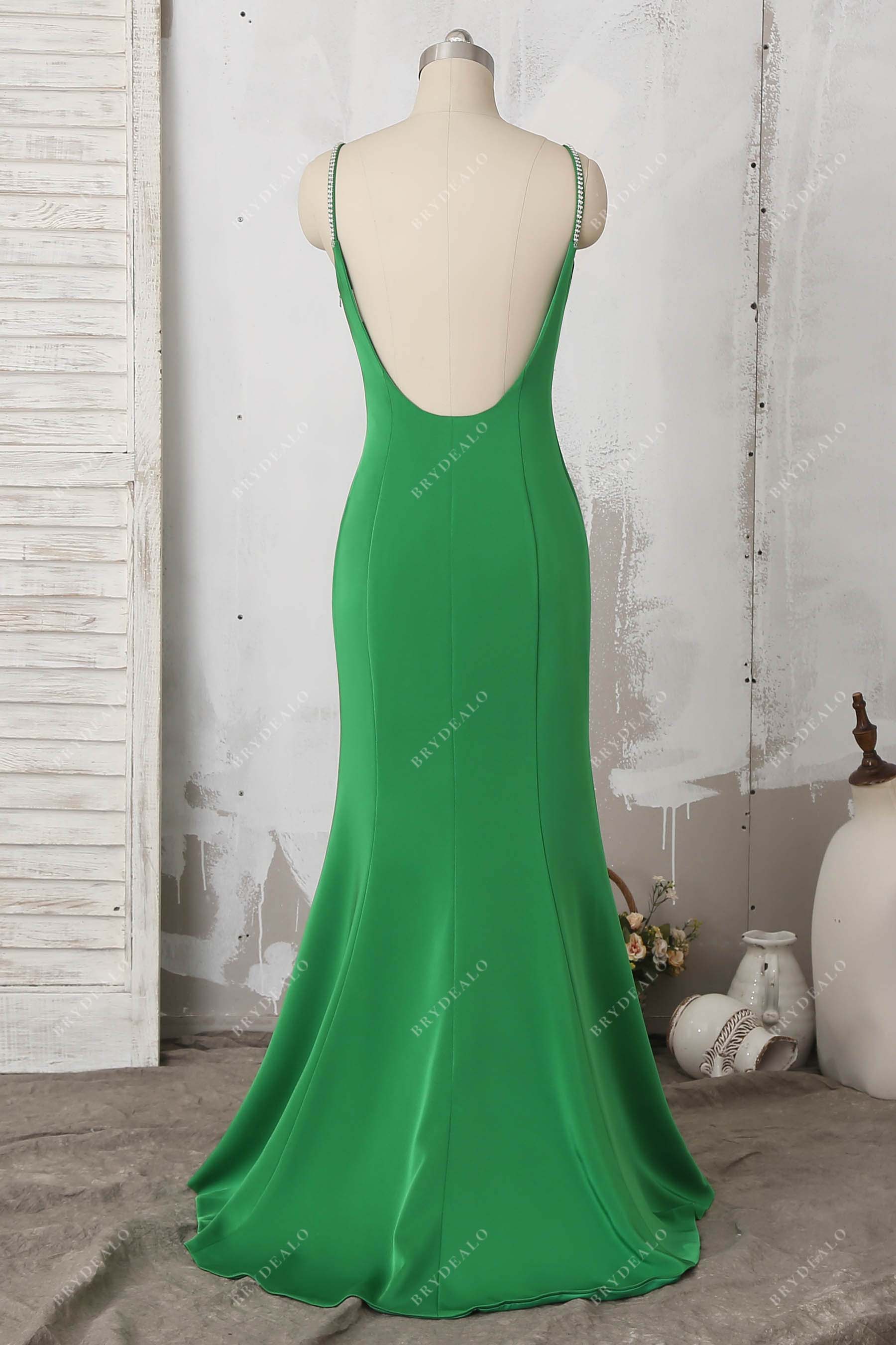open sweep train mermaid formal dress