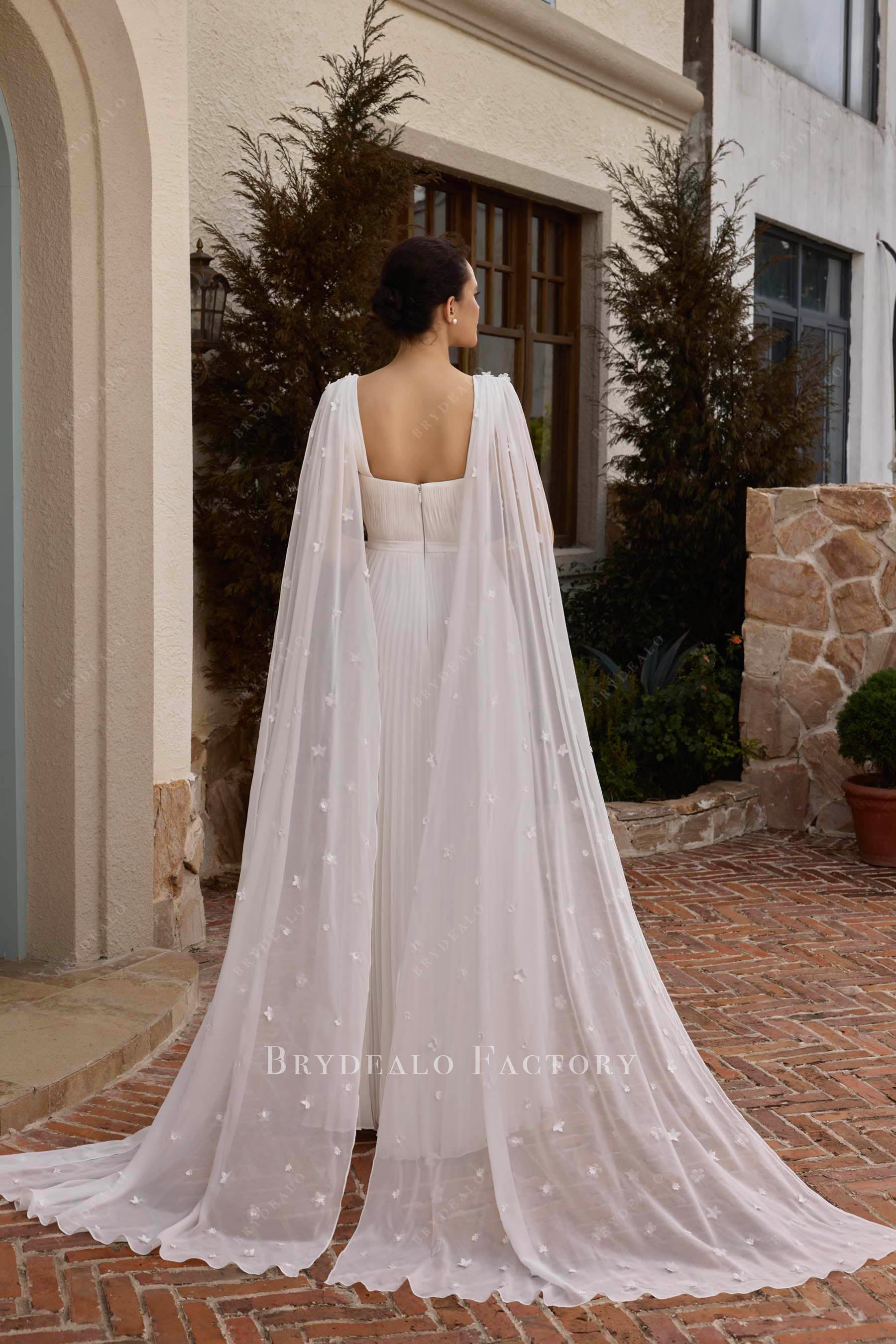 flower chiffon floor length bridal gown