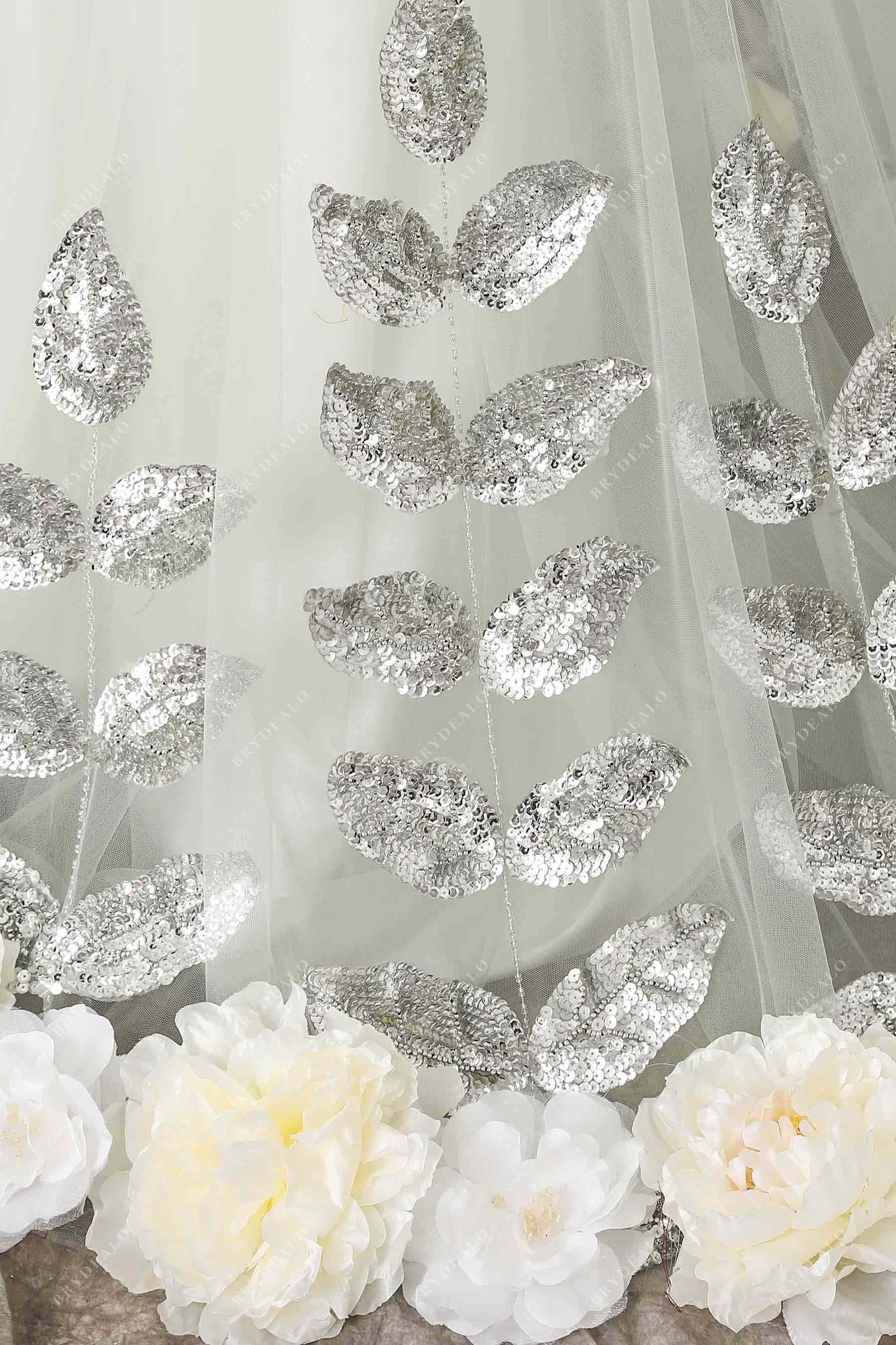 mint tulle leaf sequins prom dress