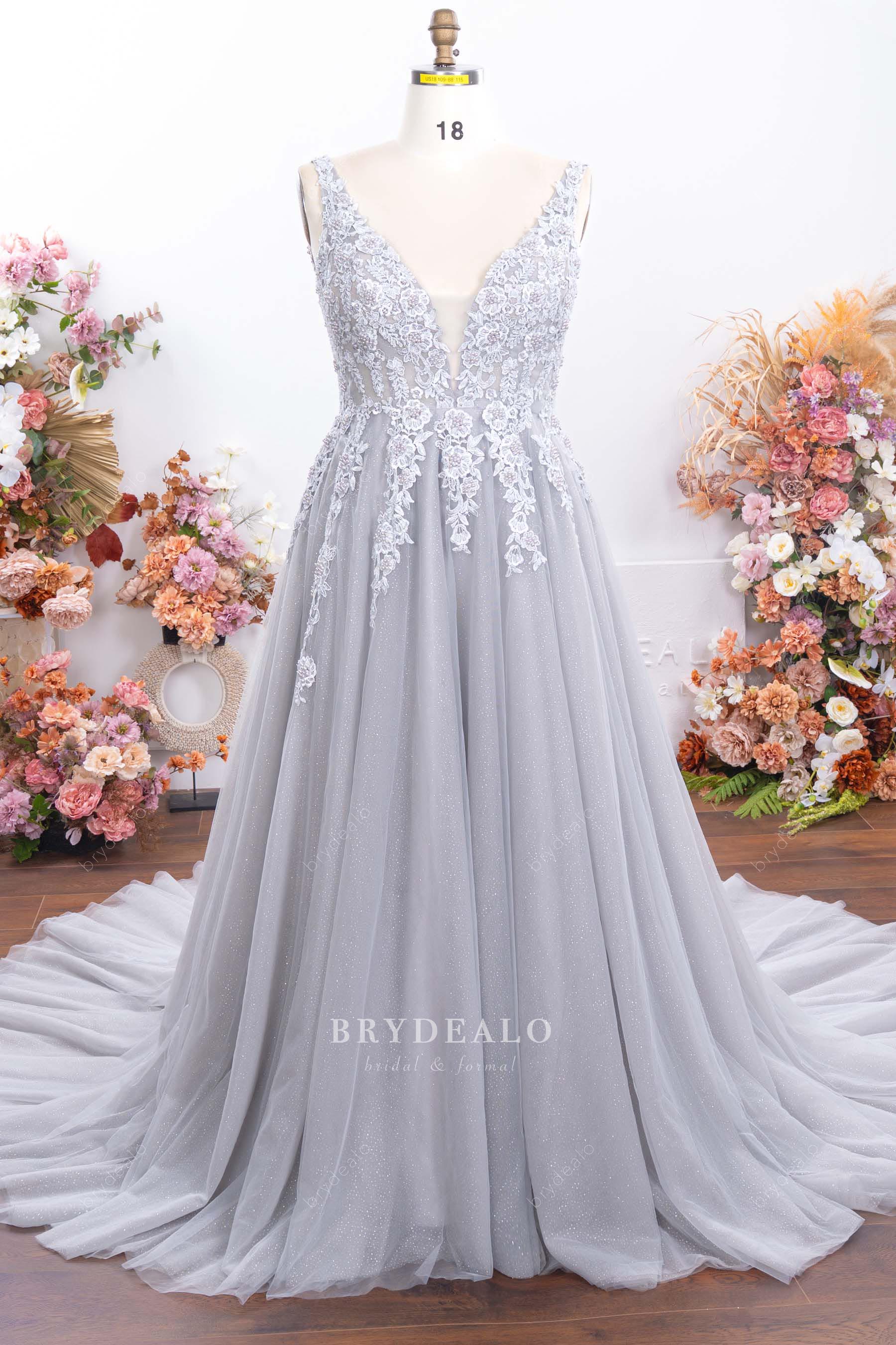 glitter tulle a-line prom dress