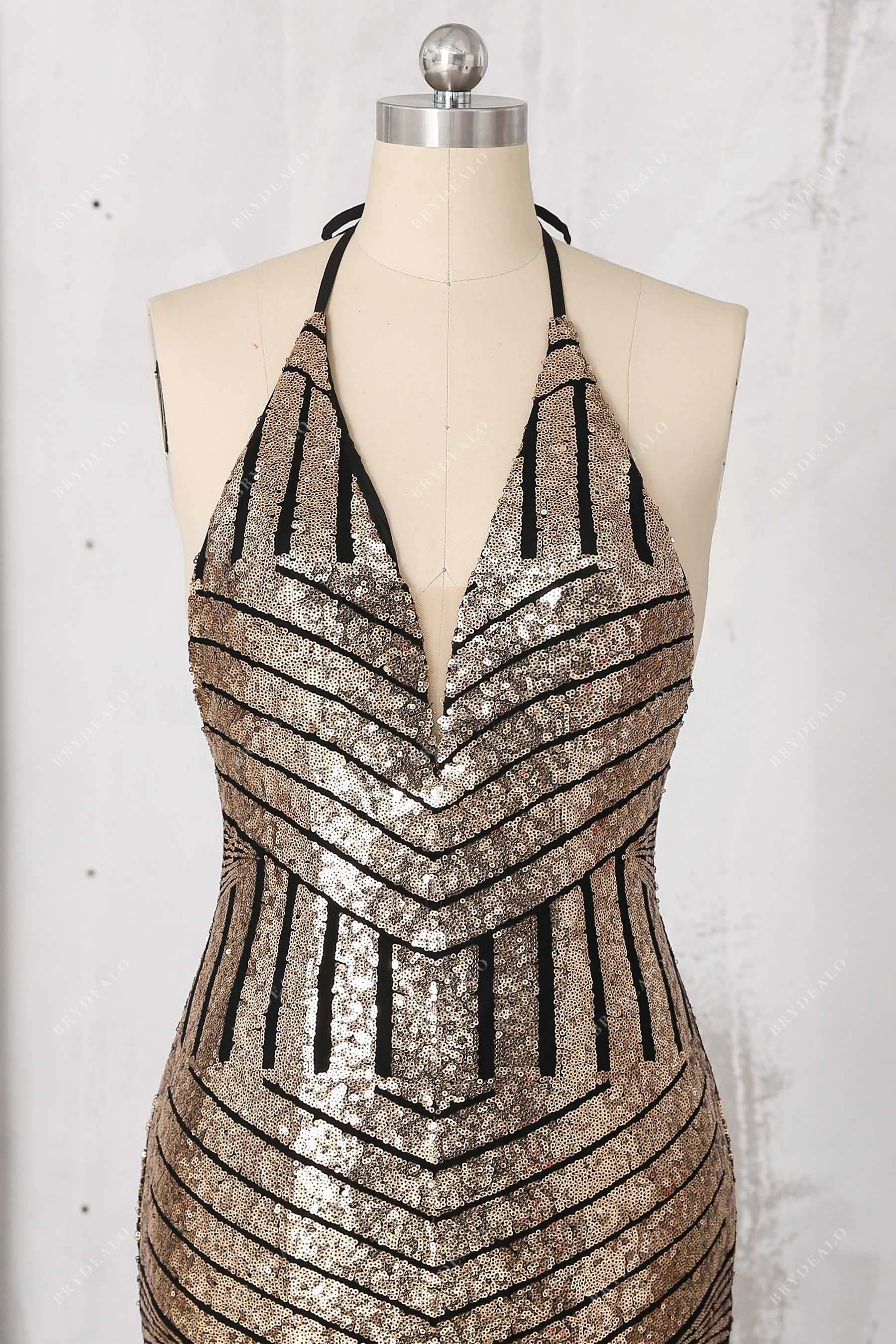 sequin geometric pattern prom dress