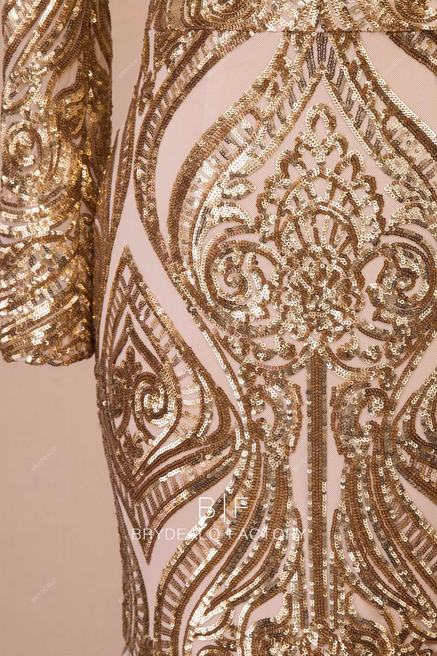 gold unique sequin prom gown