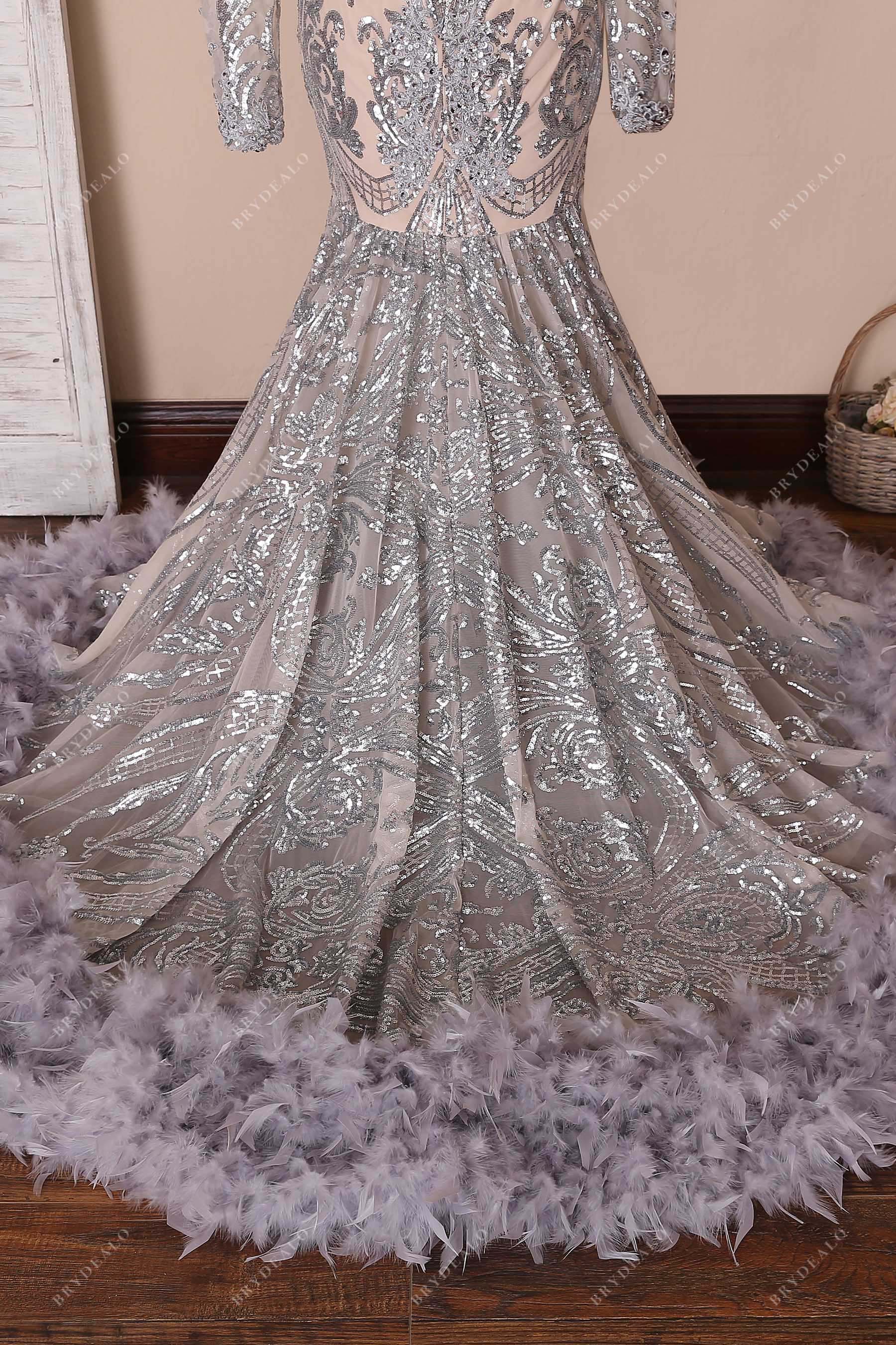 sequin feathers mermaid prom dress