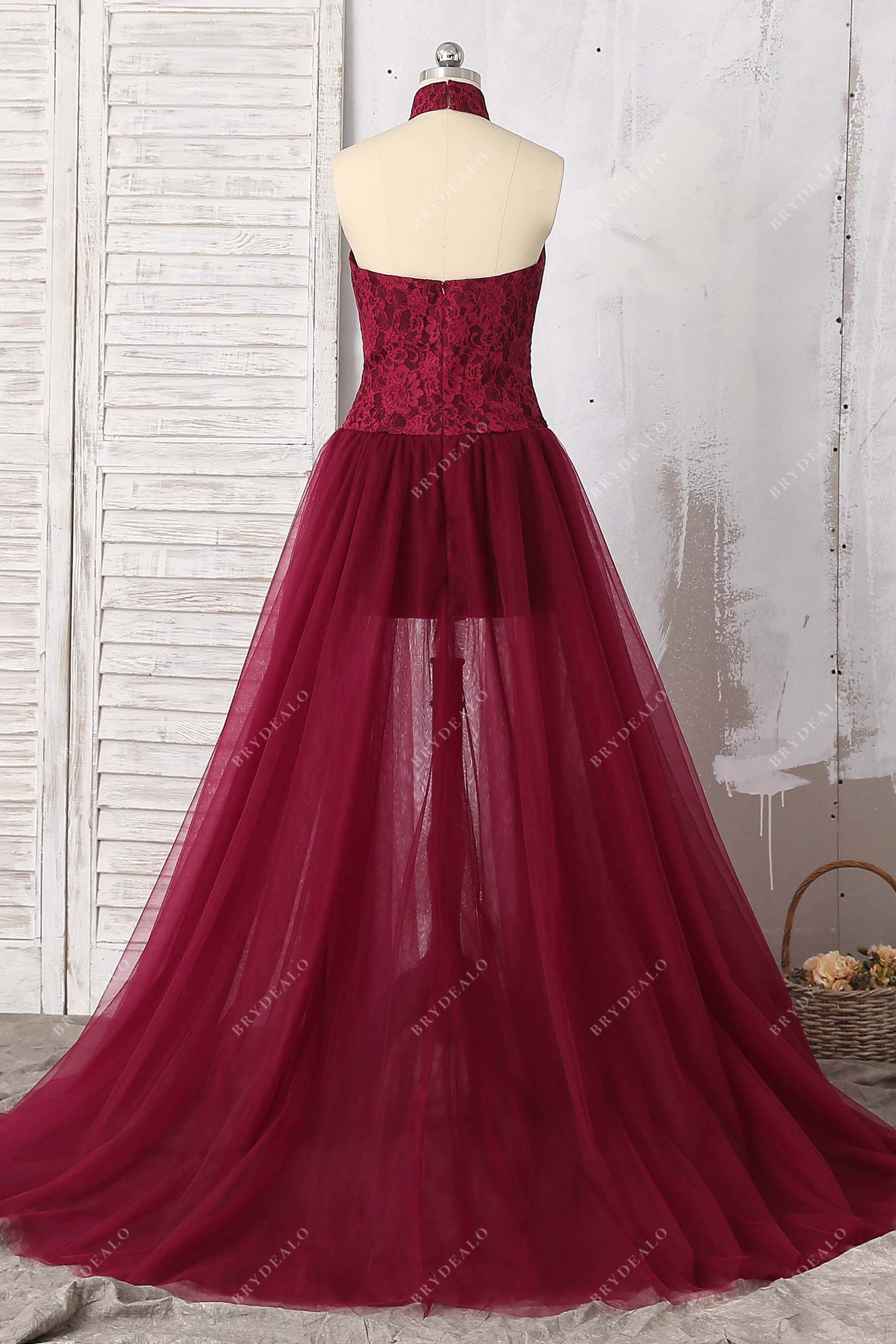 open back lace tulle prom ballgown