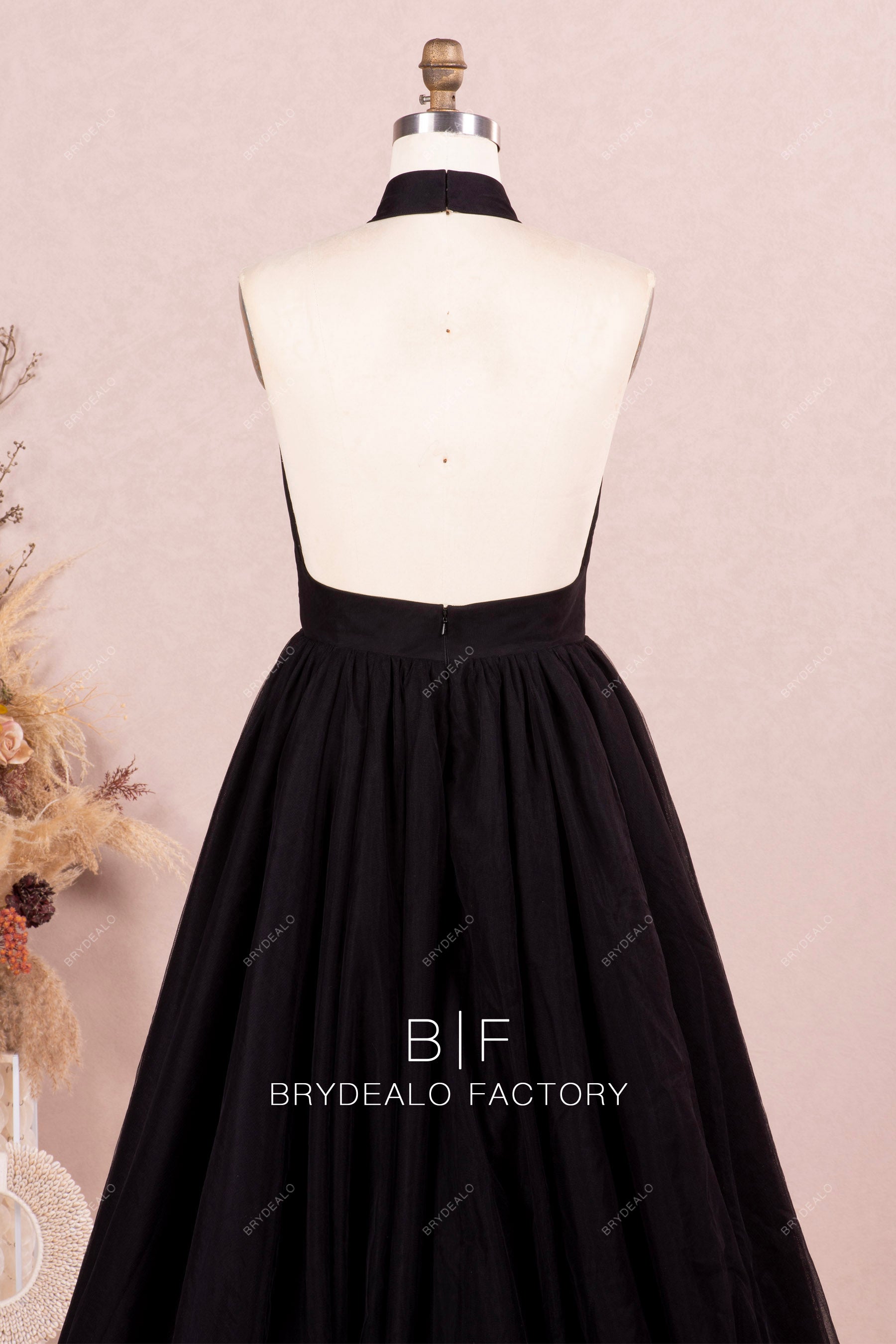 Black Tulle Halter Plunging Sexy Low Back Elegant Ball Gown Prom Dress Brydealo Black Tulle Halter Plunging Sexy Low Back Elegant Ball Gown Prom Dress Brydealo